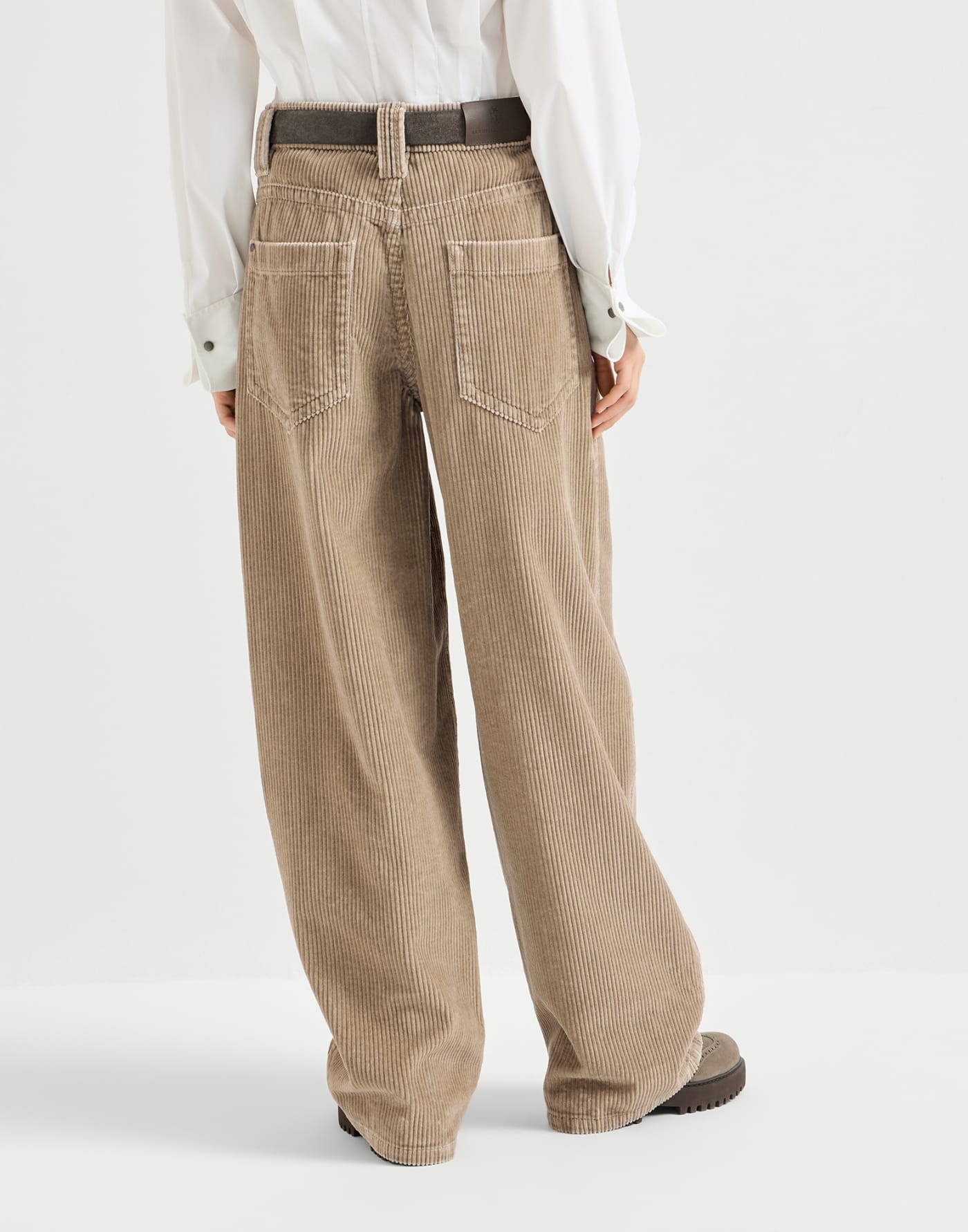 Corduroy baggy trousers Beige Woman - Brunello Cucinelli