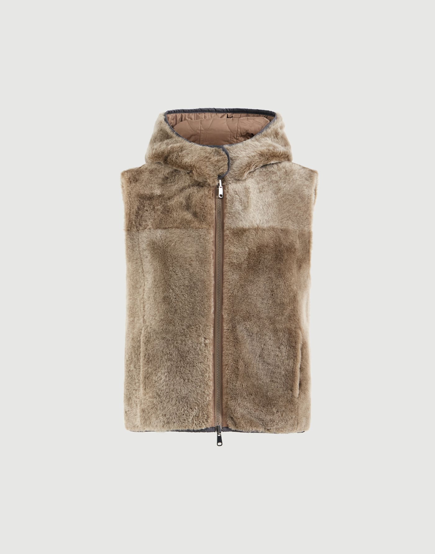 Shearling reversible vest Light Brown Woman - Brunello Cucinelli