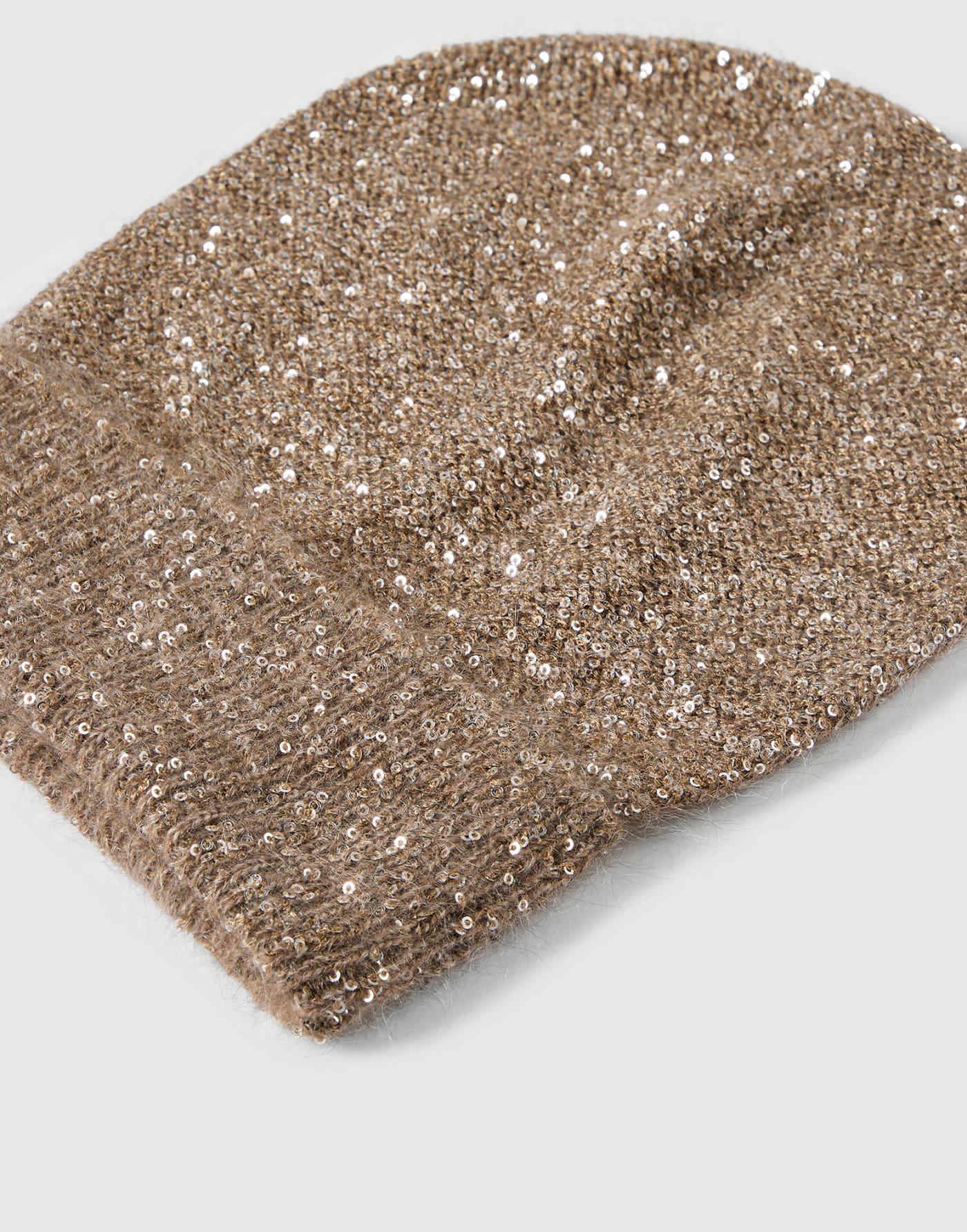 Mohair and wool dazzling texture beanie for Woman in Light Brown ...