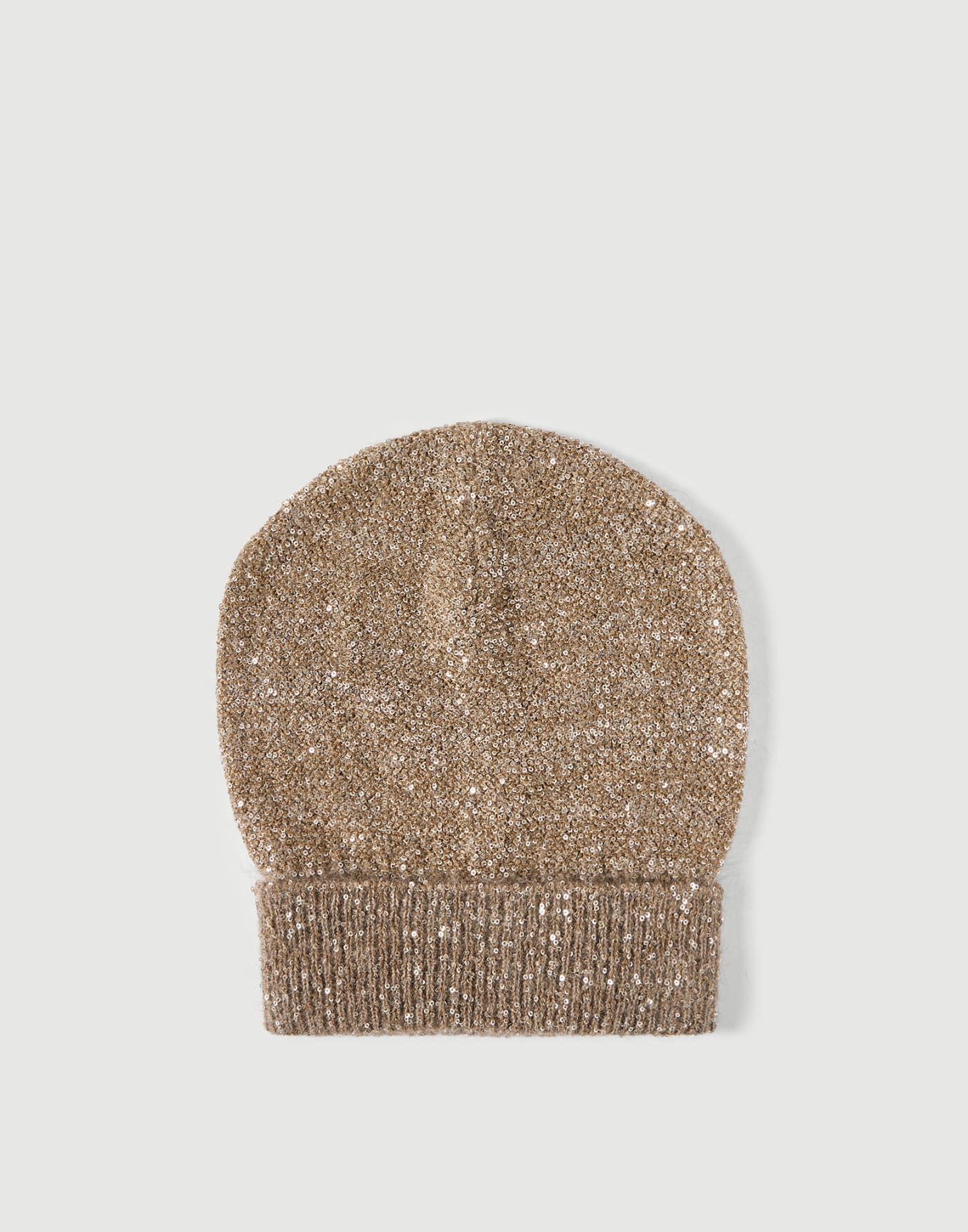 Mohair and wool dazzling texture beanie for Woman in Light Brown ...