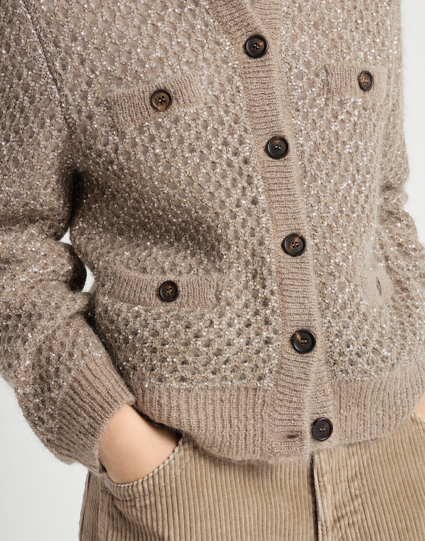 Dazzling net cardigan Light Brown Woman - Brunello Cucinelli