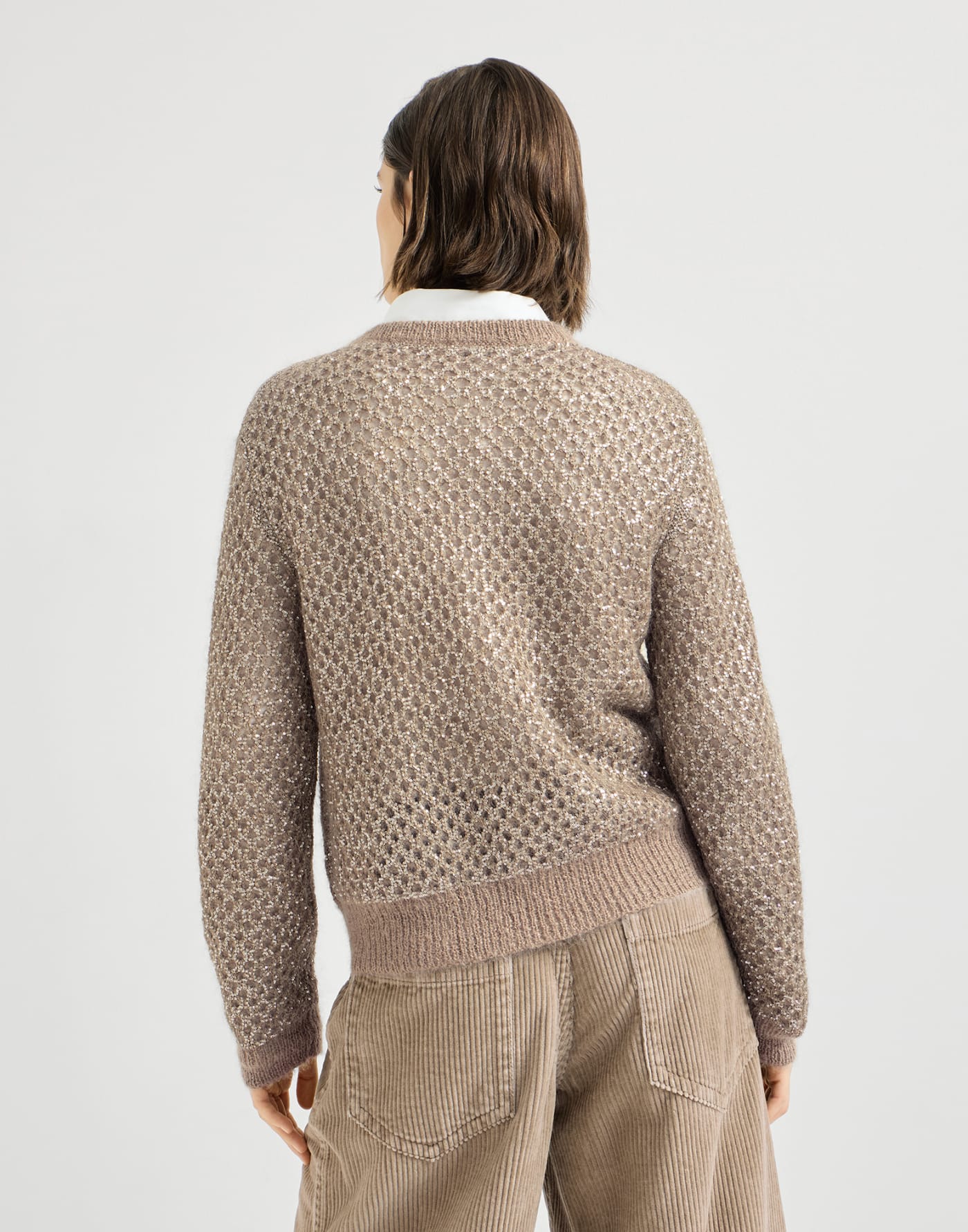 Dazzling net cardigan Light Brown Woman - Brunello Cucinelli