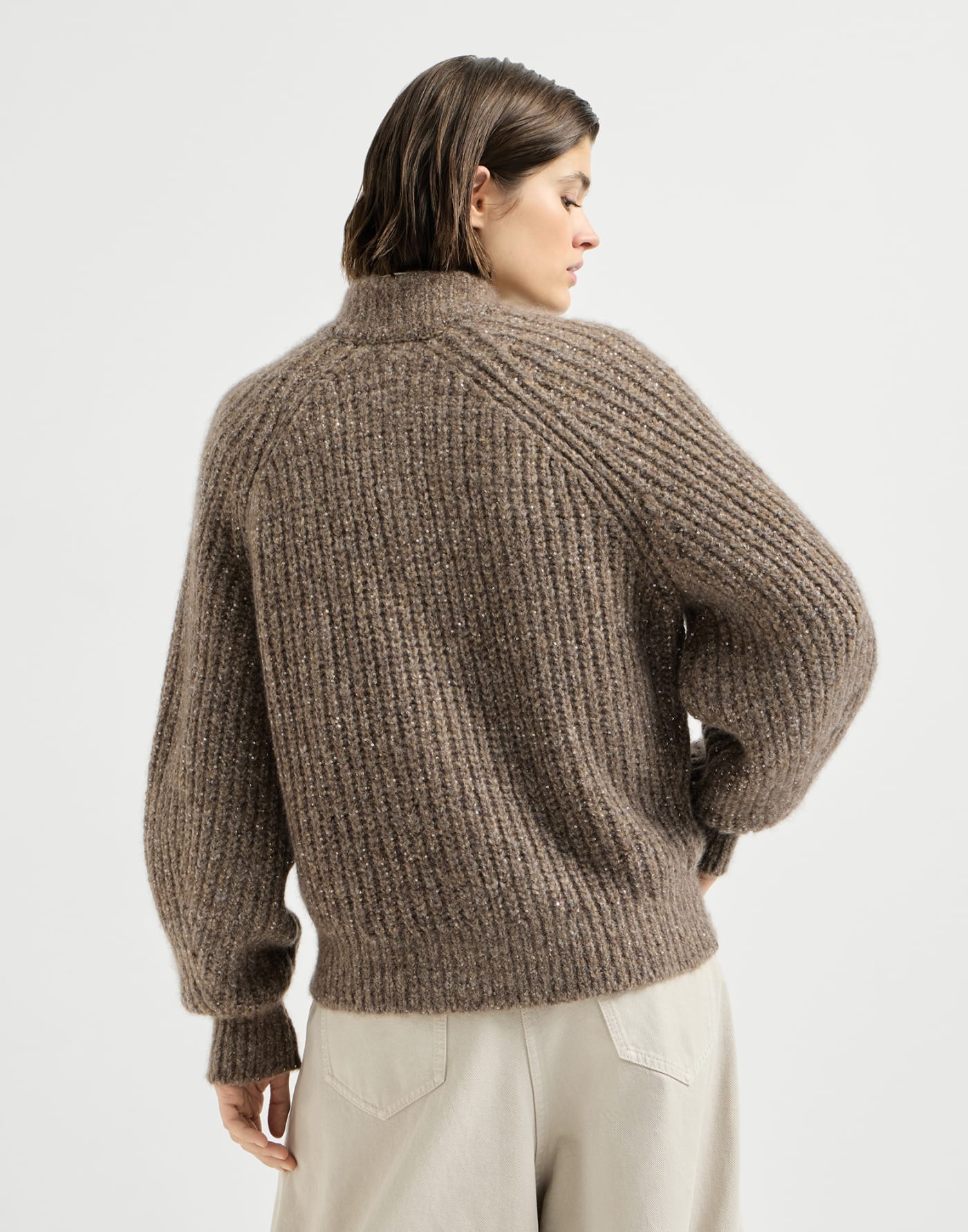 Dazzling cashmere and silk cardigan Brown Woman - Brunello Cucinelli