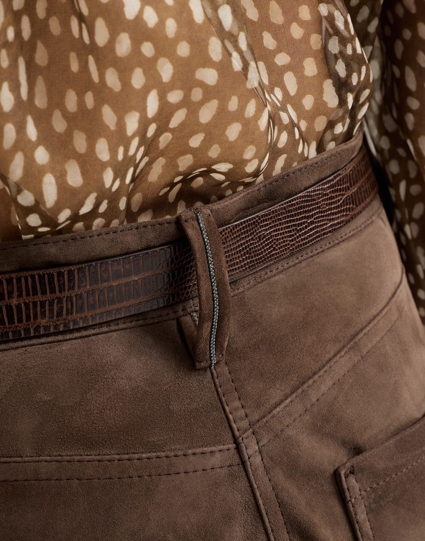Baggy trousers with monili Rust Brown Woman - Brunello Cucinelli