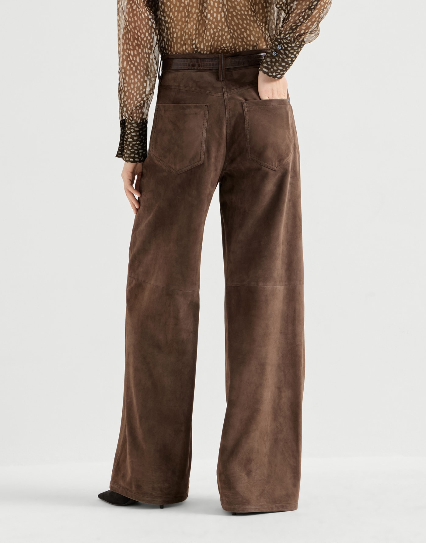 Baggy trousers with monili Rust Brown Woman - Brunello Cucinelli