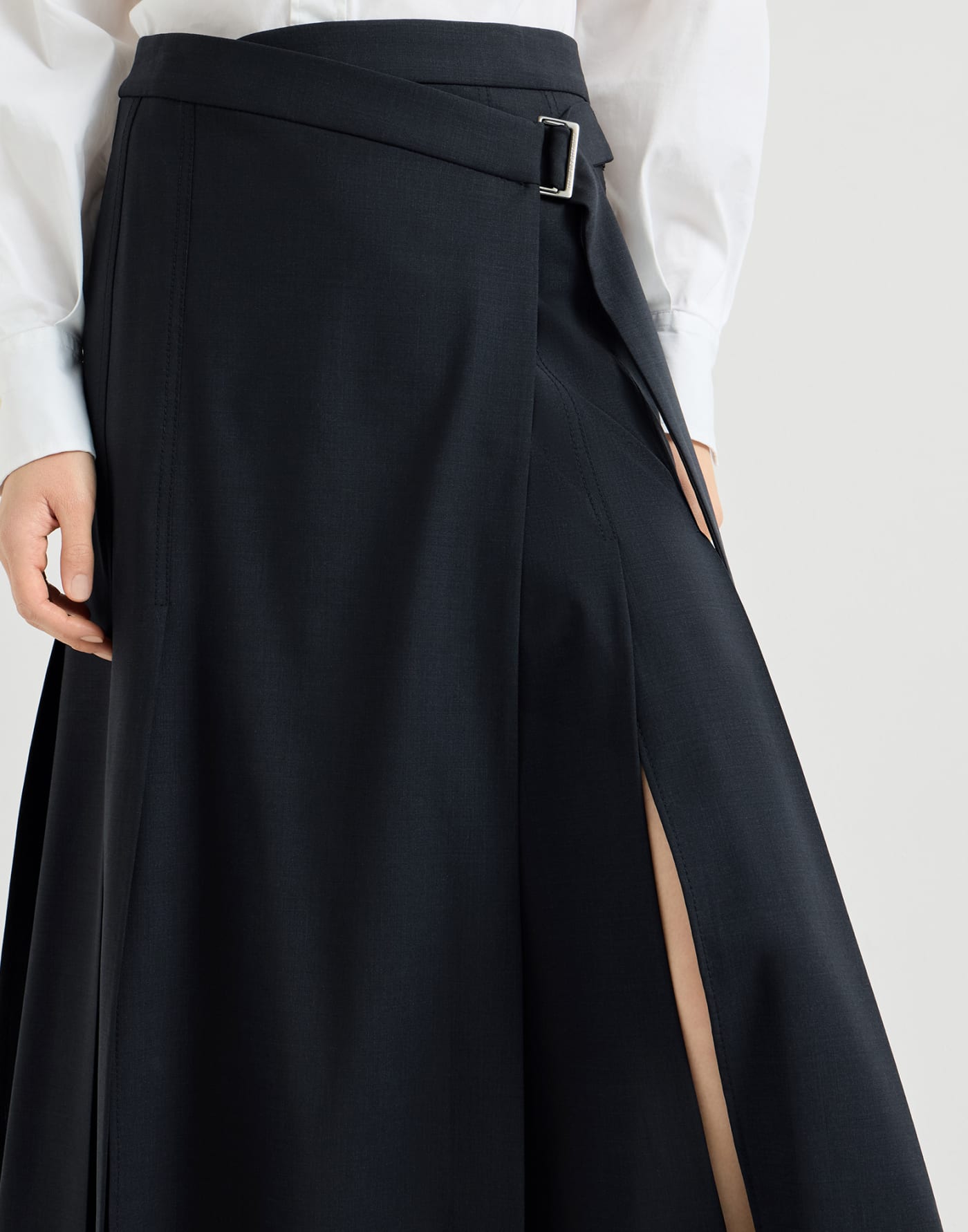 Tropical luxury wool kilt skirt Blue Woman - Brunello Cucinelli