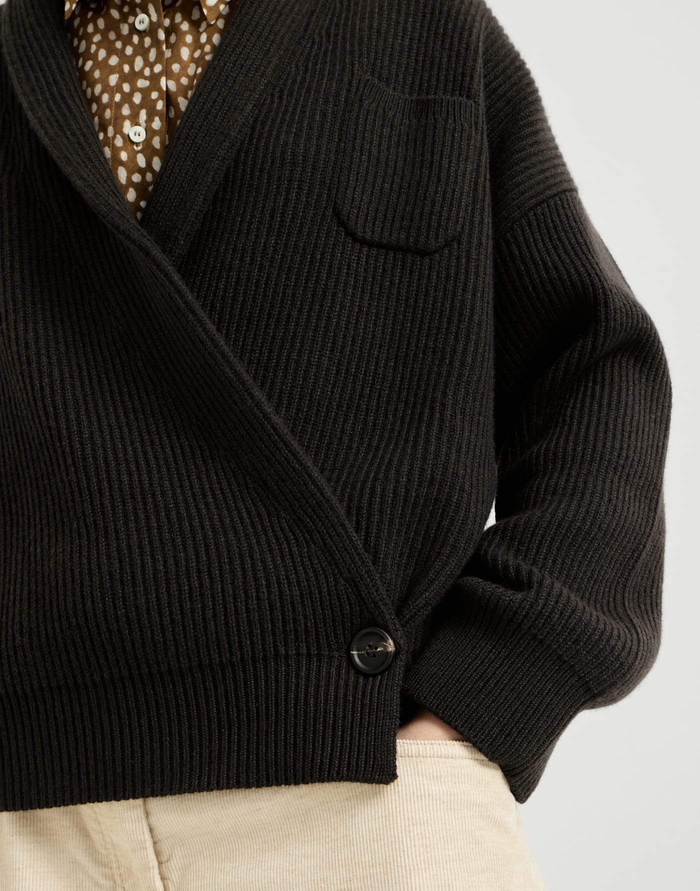 English rib cashmere cardigan Coffee Woman - Brunello Cucinelli