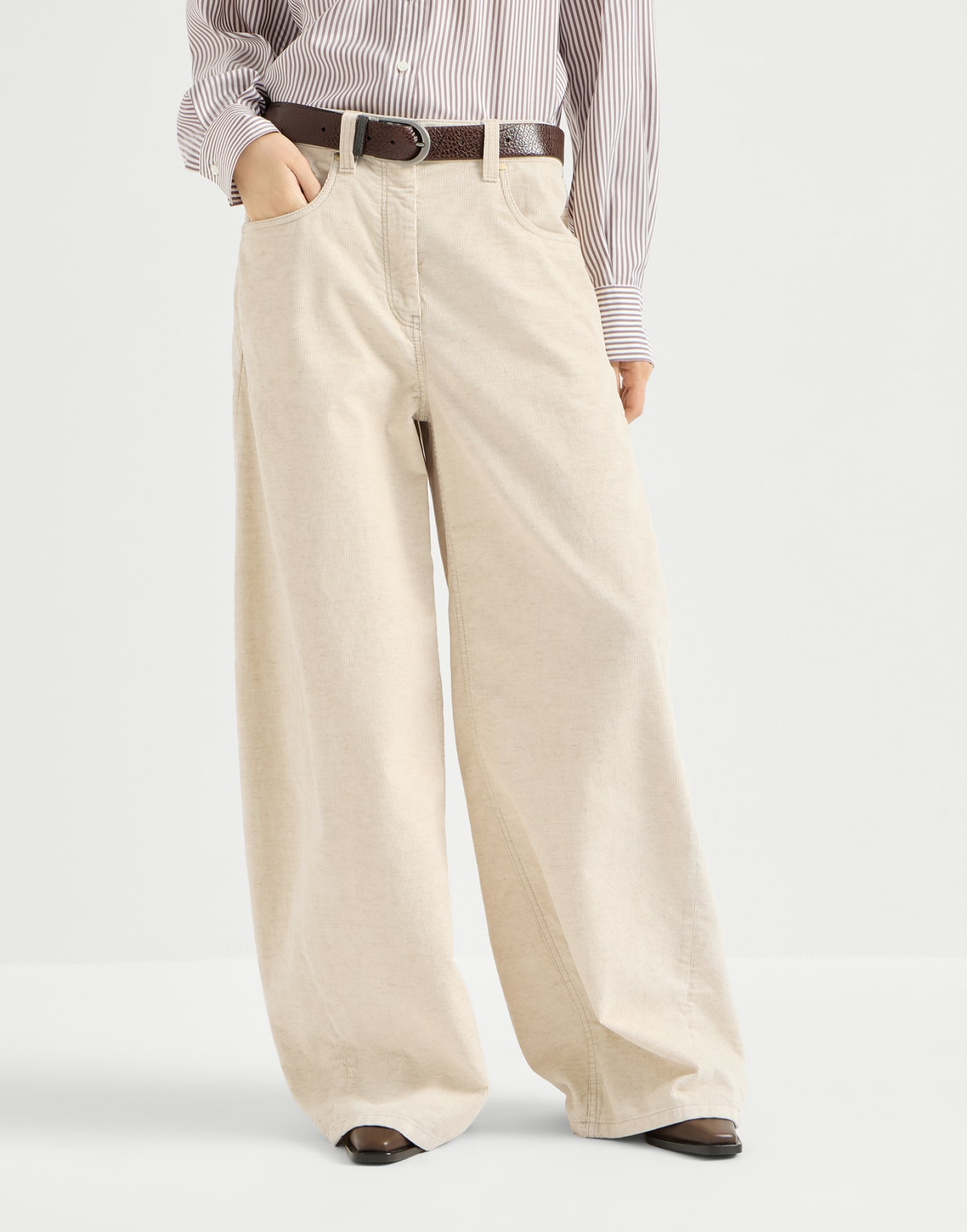 Wide trousers Ecru Woman - Brunello Cucinelli