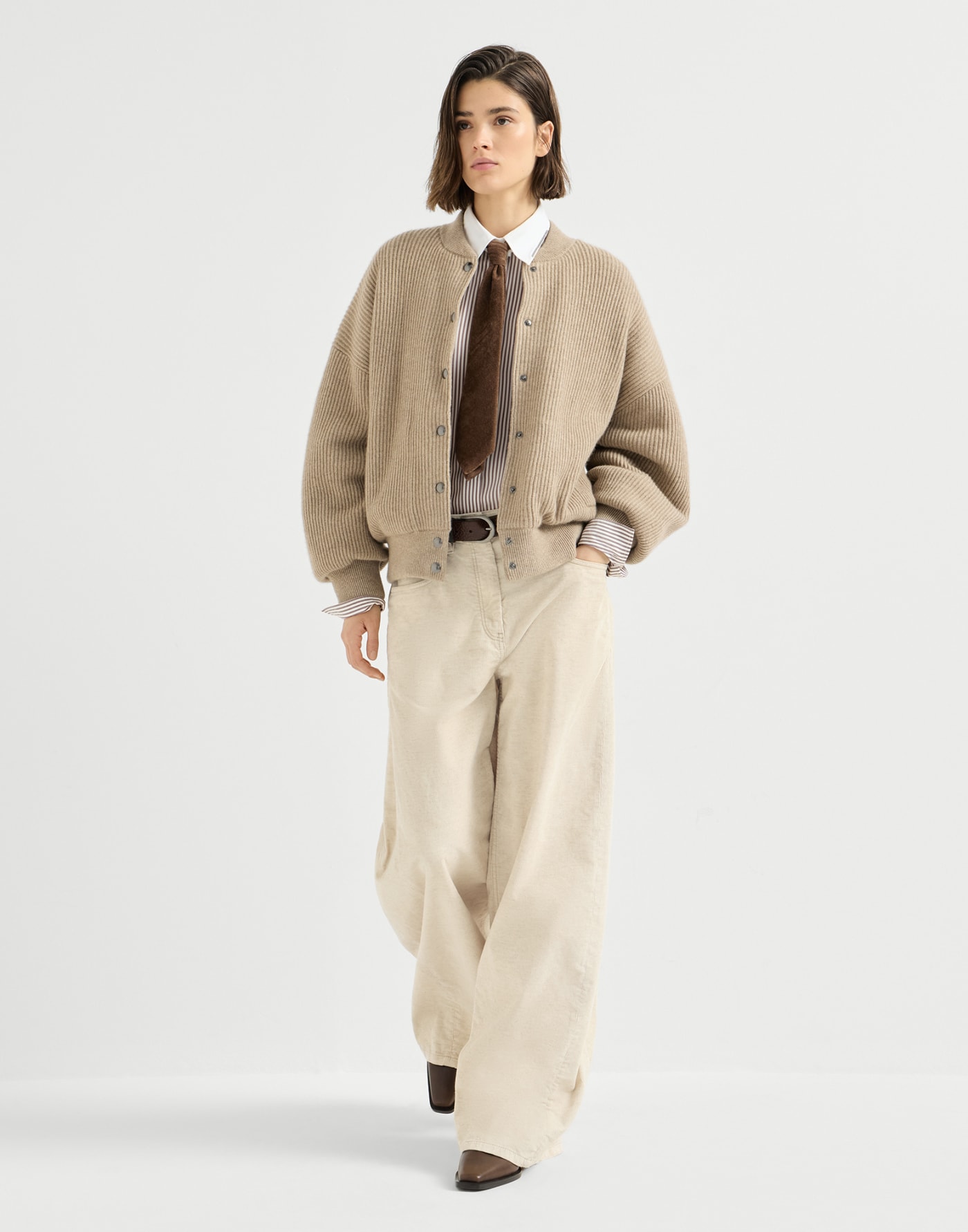 Wide trousers Ecru Woman - Brunello Cucinelli