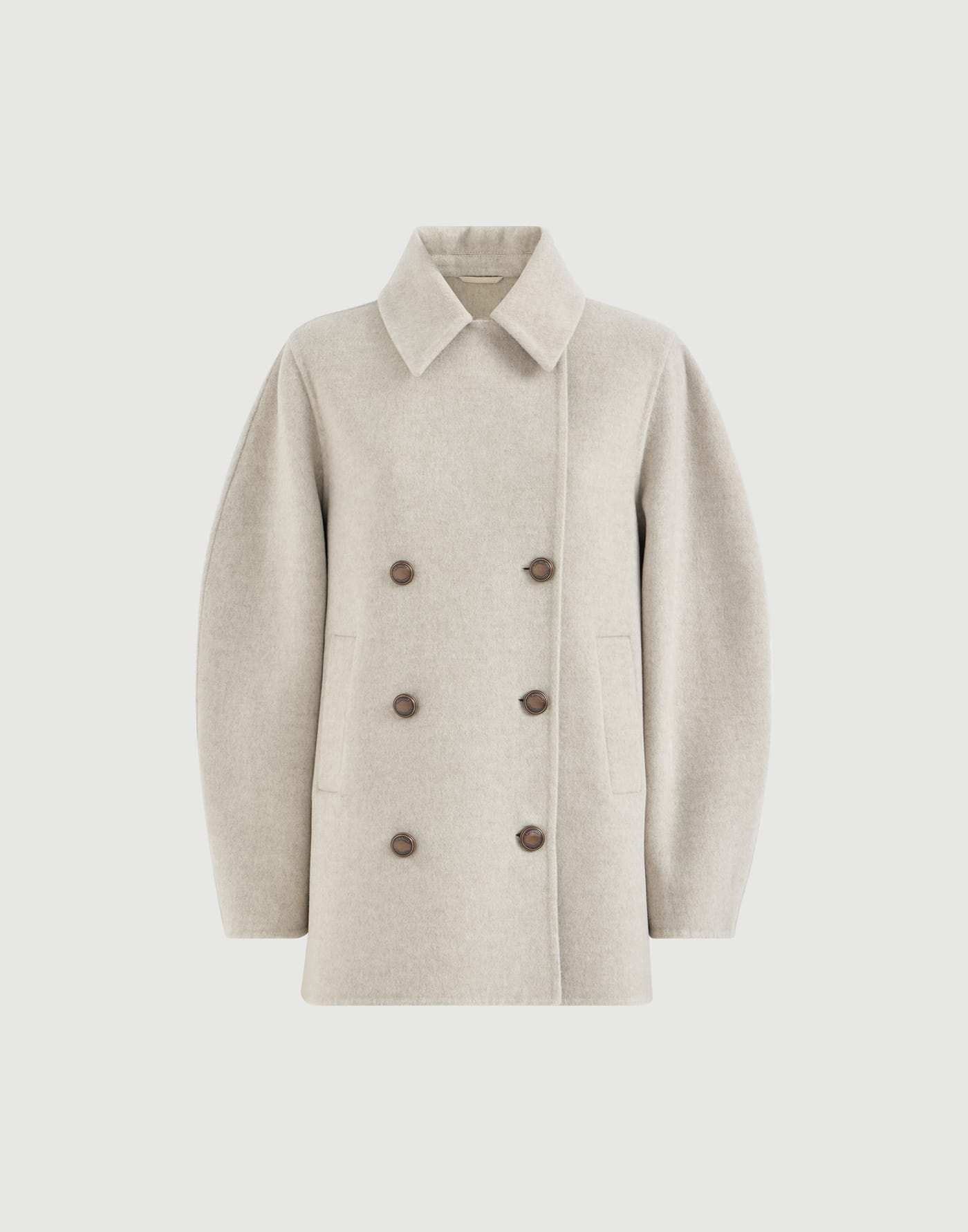 Hand-crafted pea coat Cool Beige Woman - Brunello Cucinelli