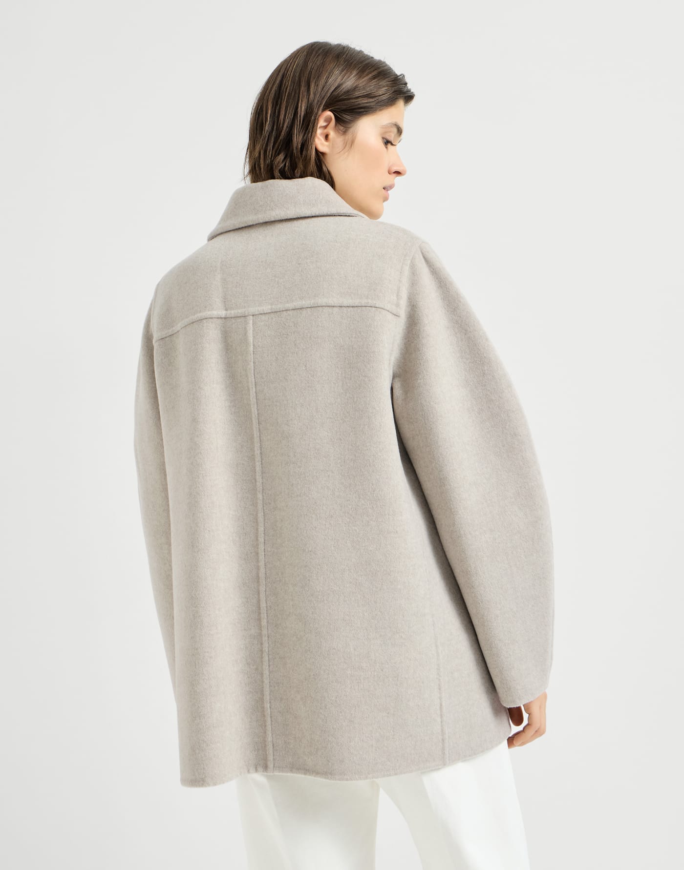 Hand-crafted pea coat Cool Beige Woman - Brunello Cucinelli