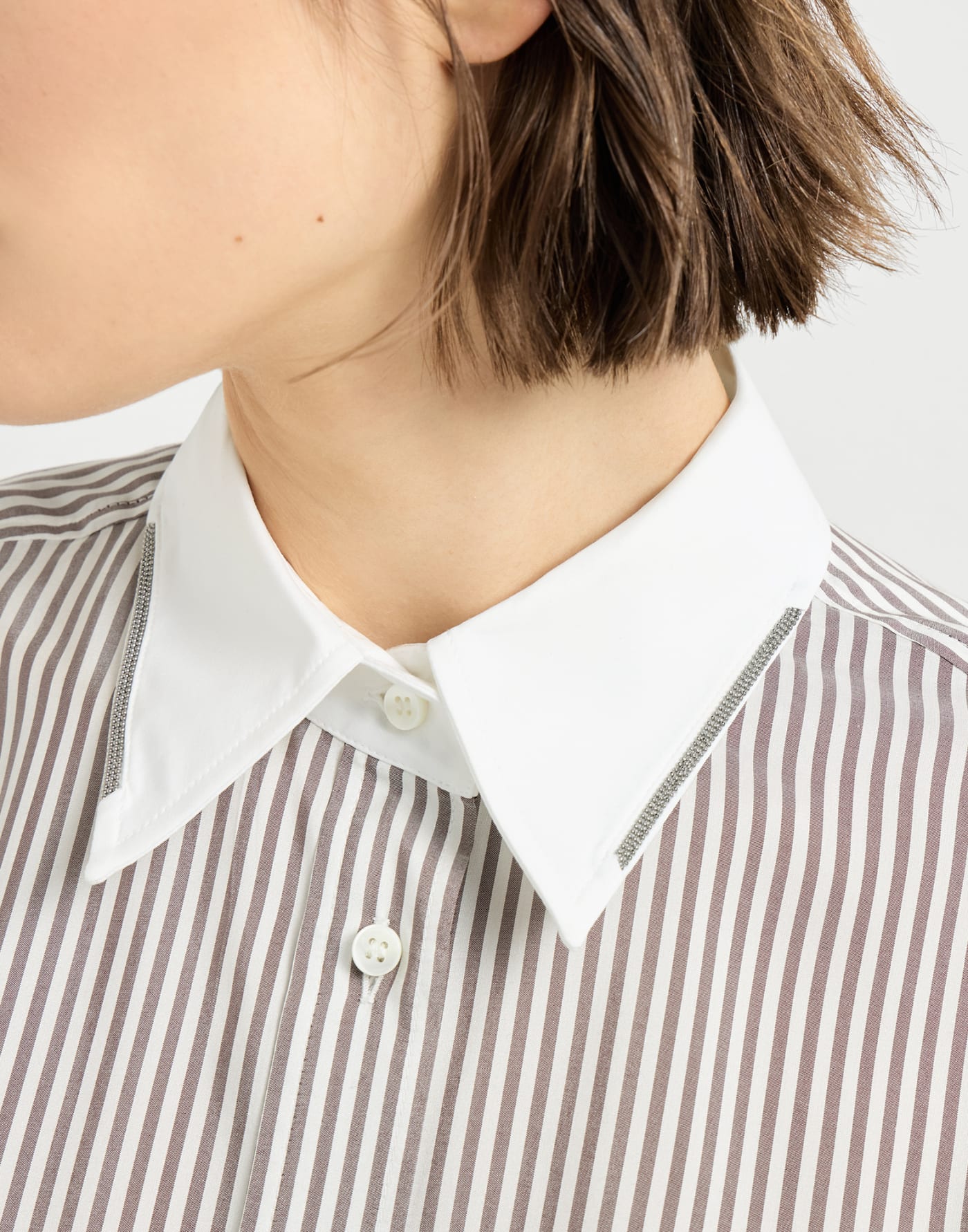 Striped poplin shirt White Woman - Brunello Cucinelli