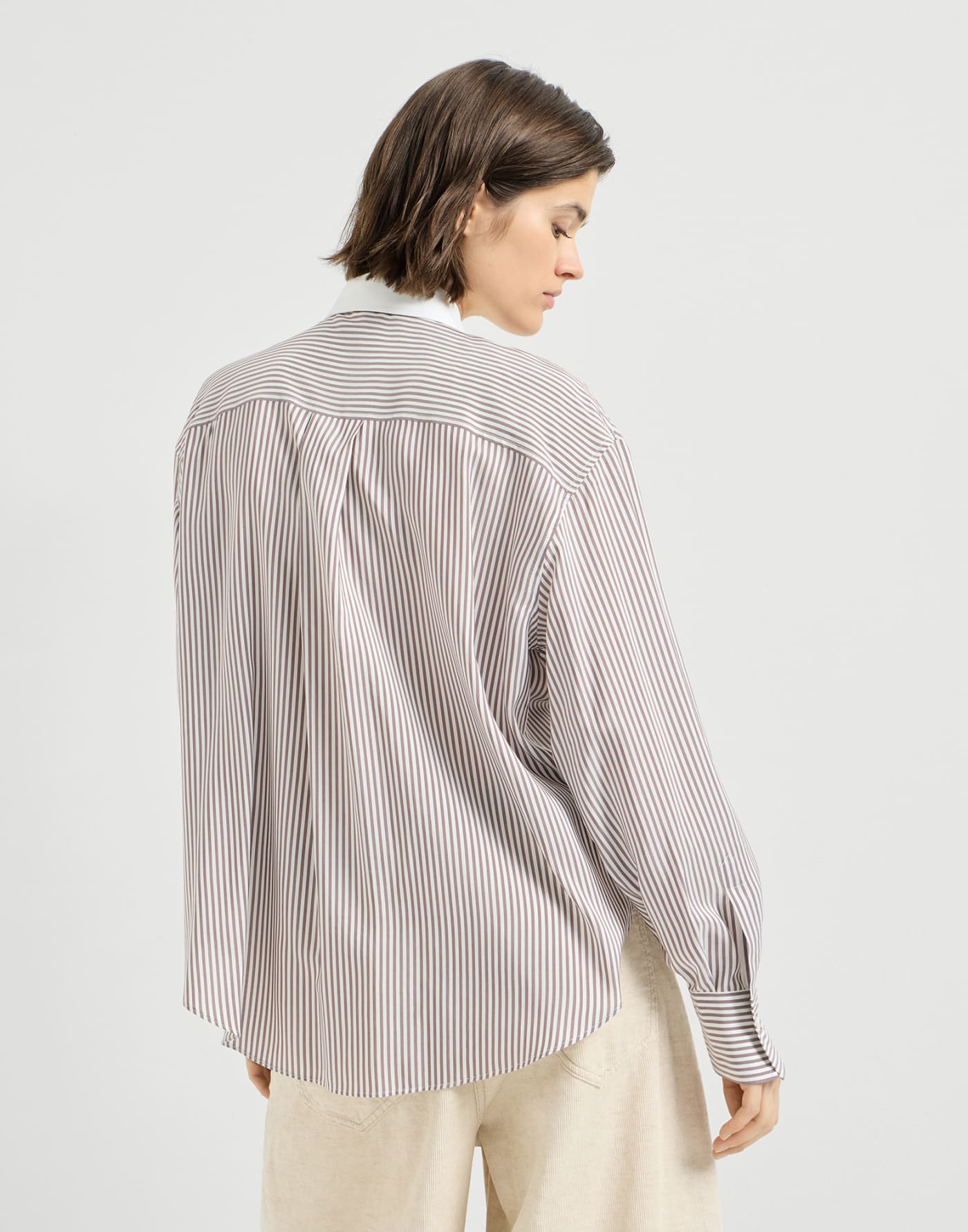 Striped poplin shirt White Woman - Brunello Cucinelli
