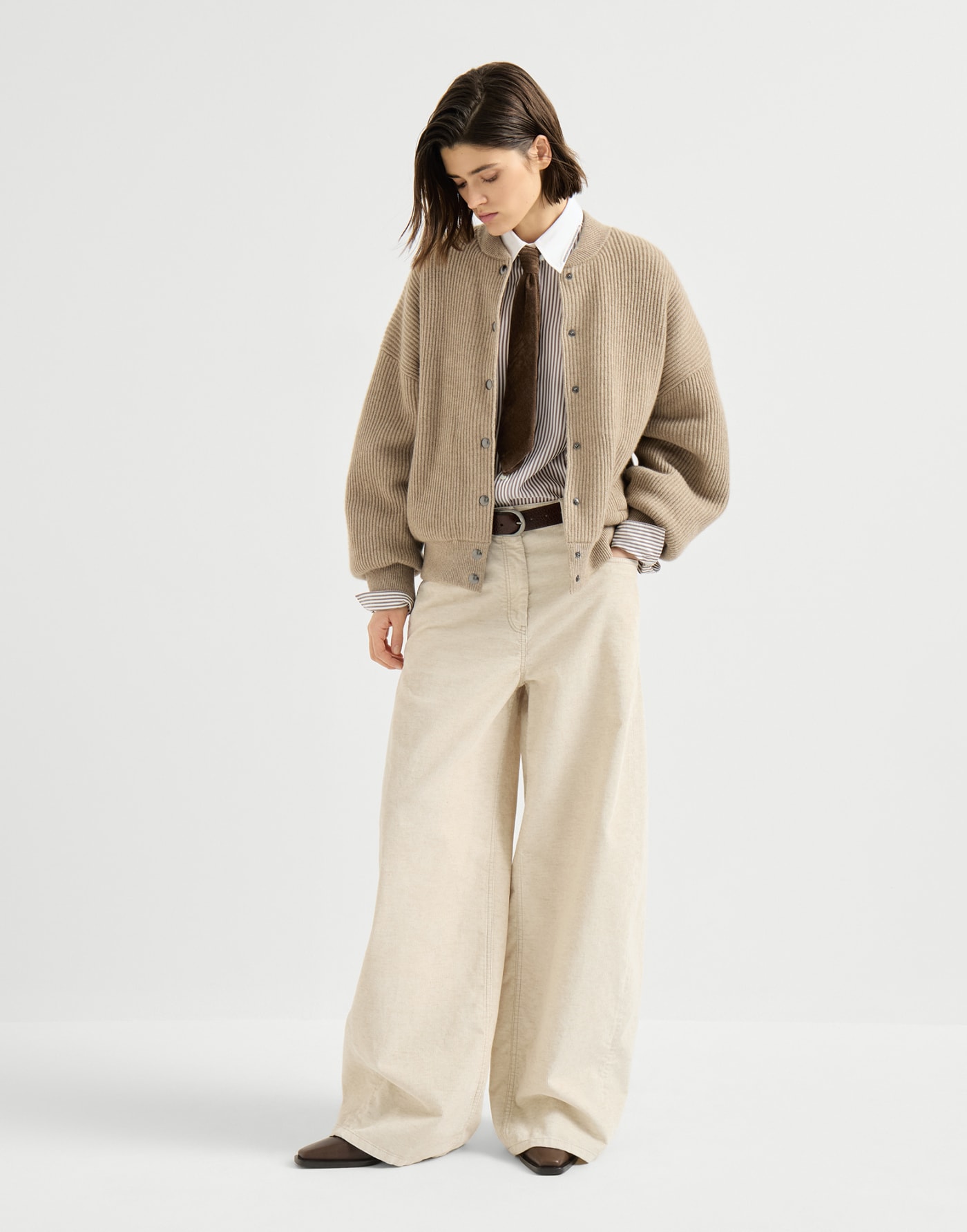 Striped poplin shirt White Woman - Brunello Cucinelli