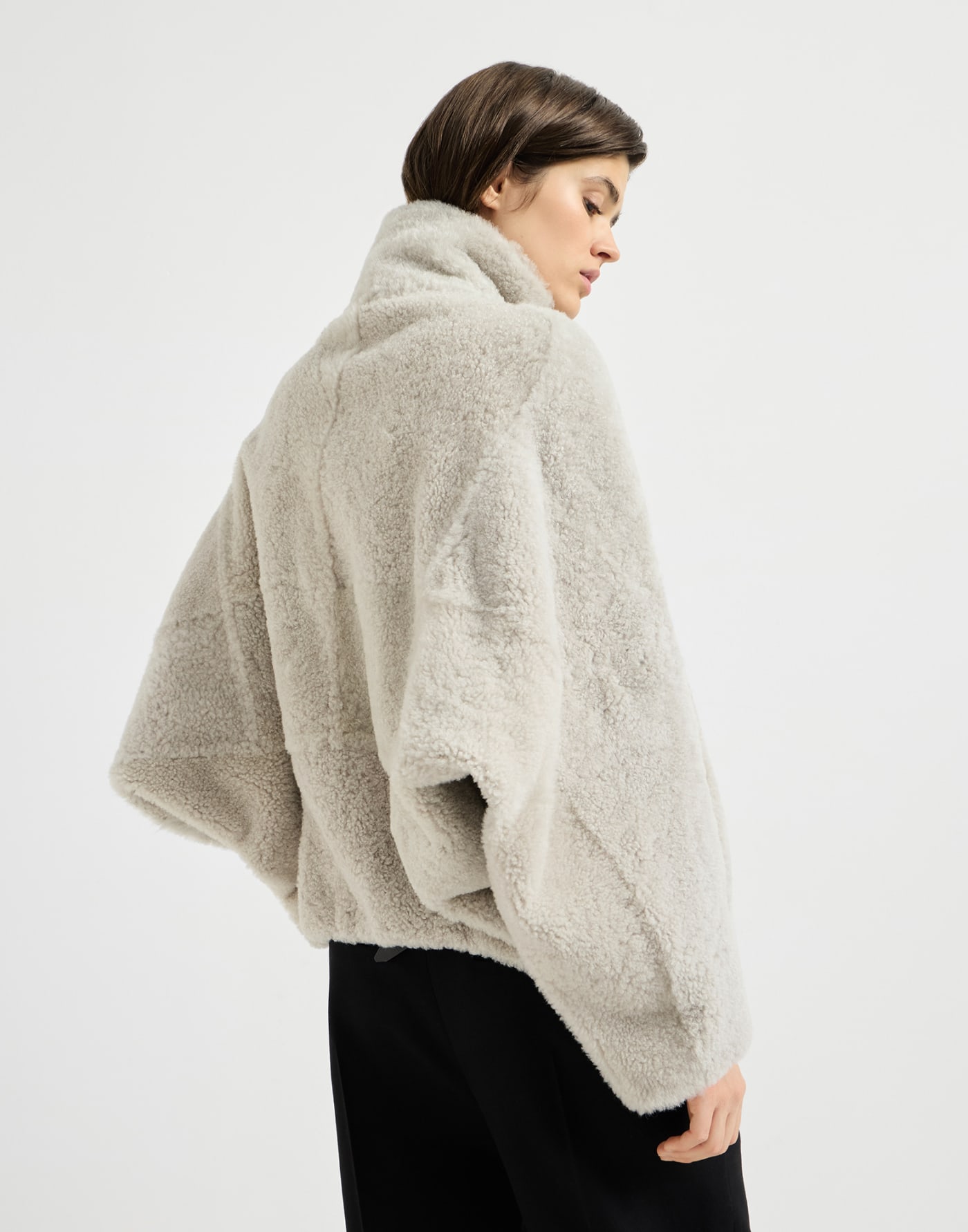 Fuzzy shearling outerwear jacket Grey Woman - Brunello Cucinelli