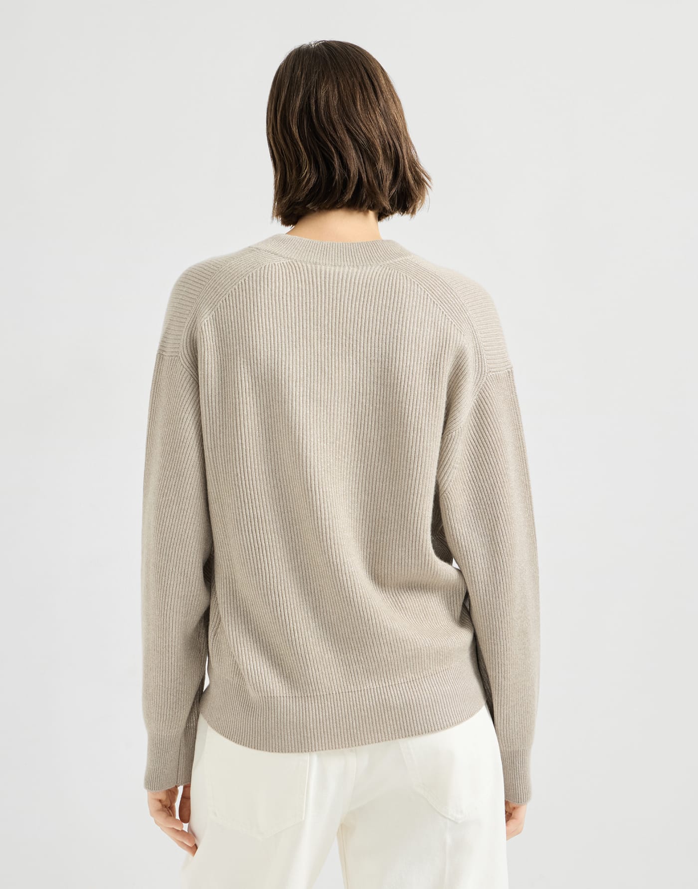 Cardigan in cashmere Sparkling Beige Donna - Brunello Cucinelli