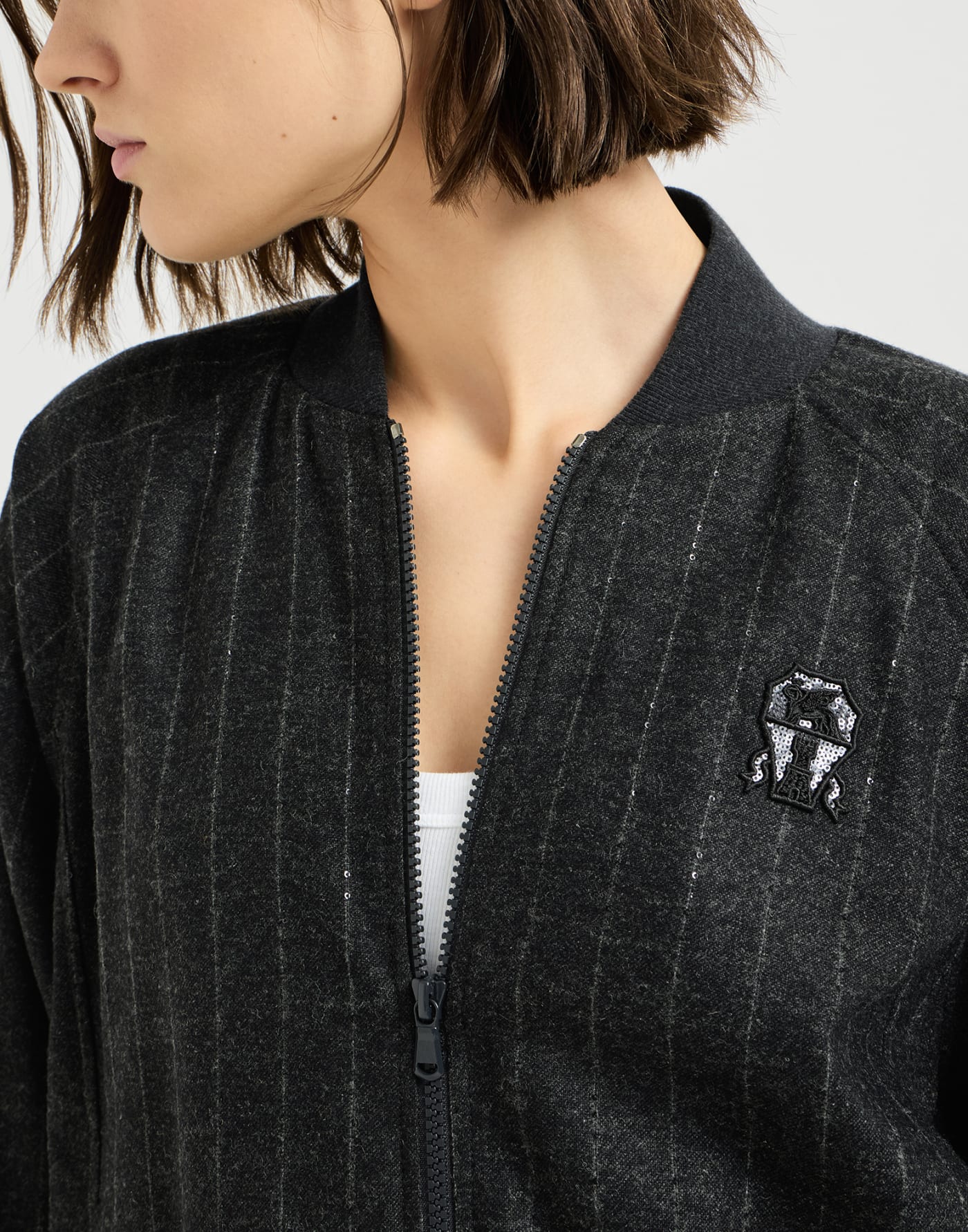 Sweatshirt with logo Anthracite Woman - Brunello Cucinelli