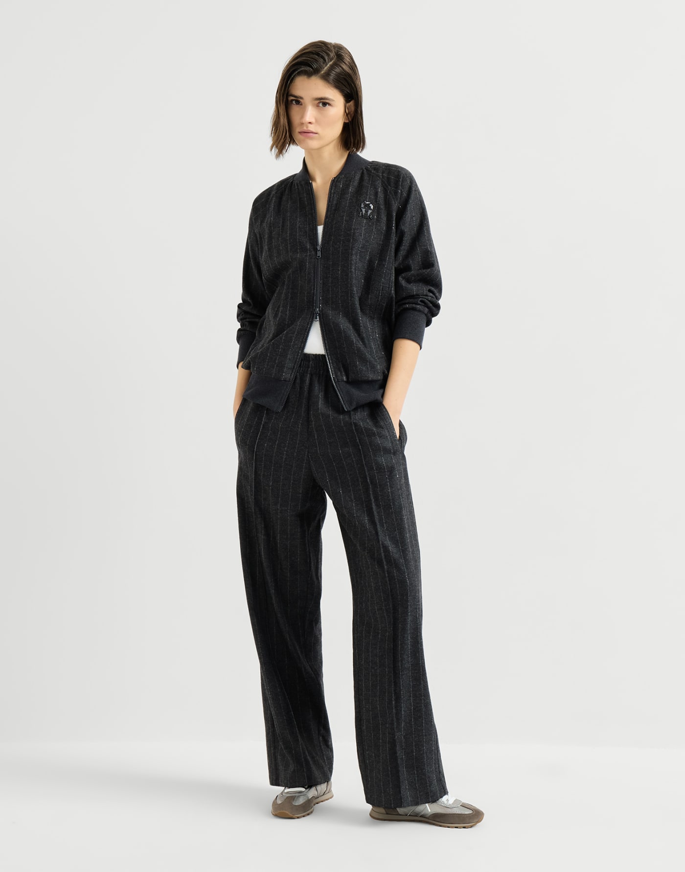 Sweatshirt with logo Anthracite Woman - Brunello Cucinelli