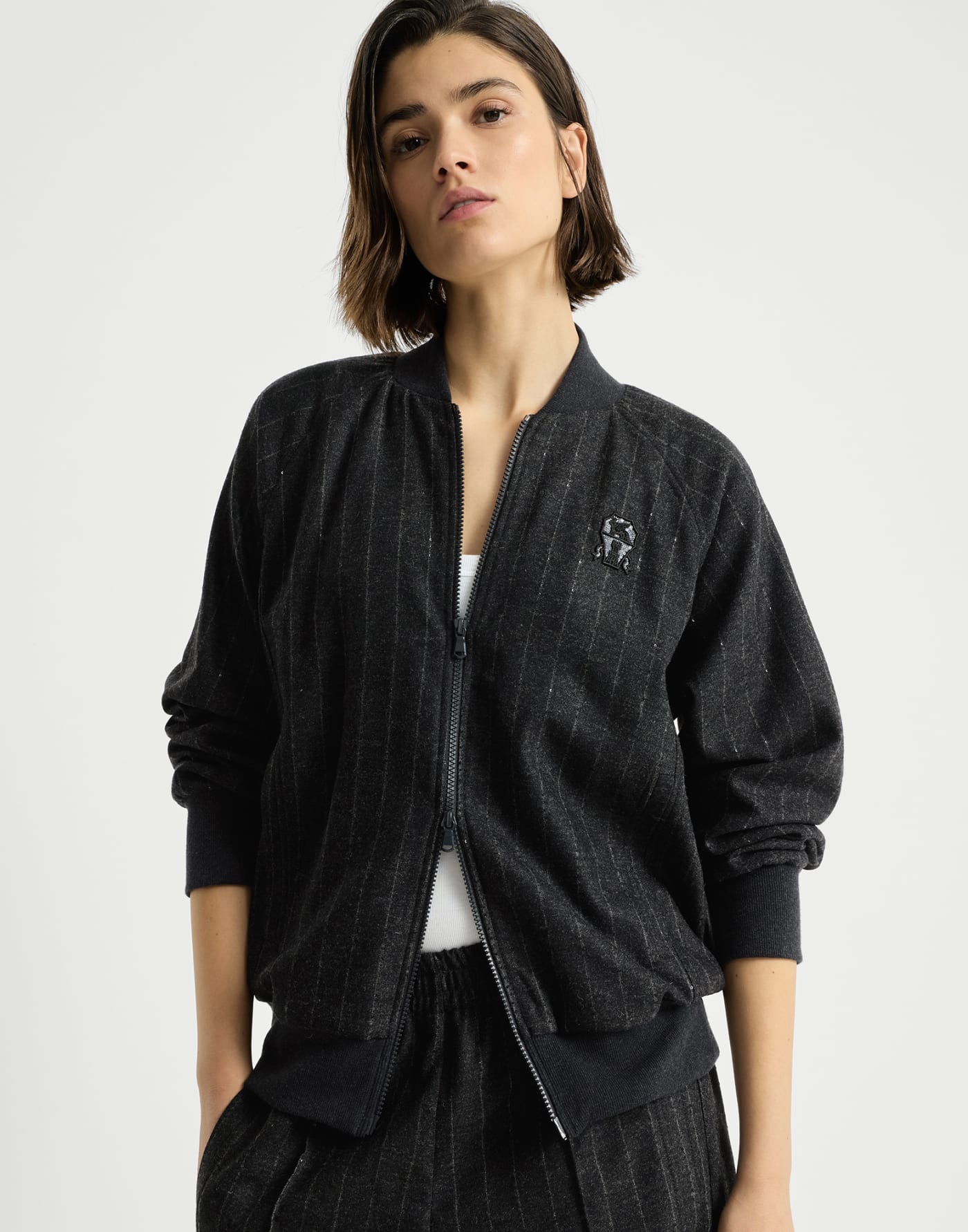 Sweatshirt with logo Anthracite Woman - Brunello Cucinelli