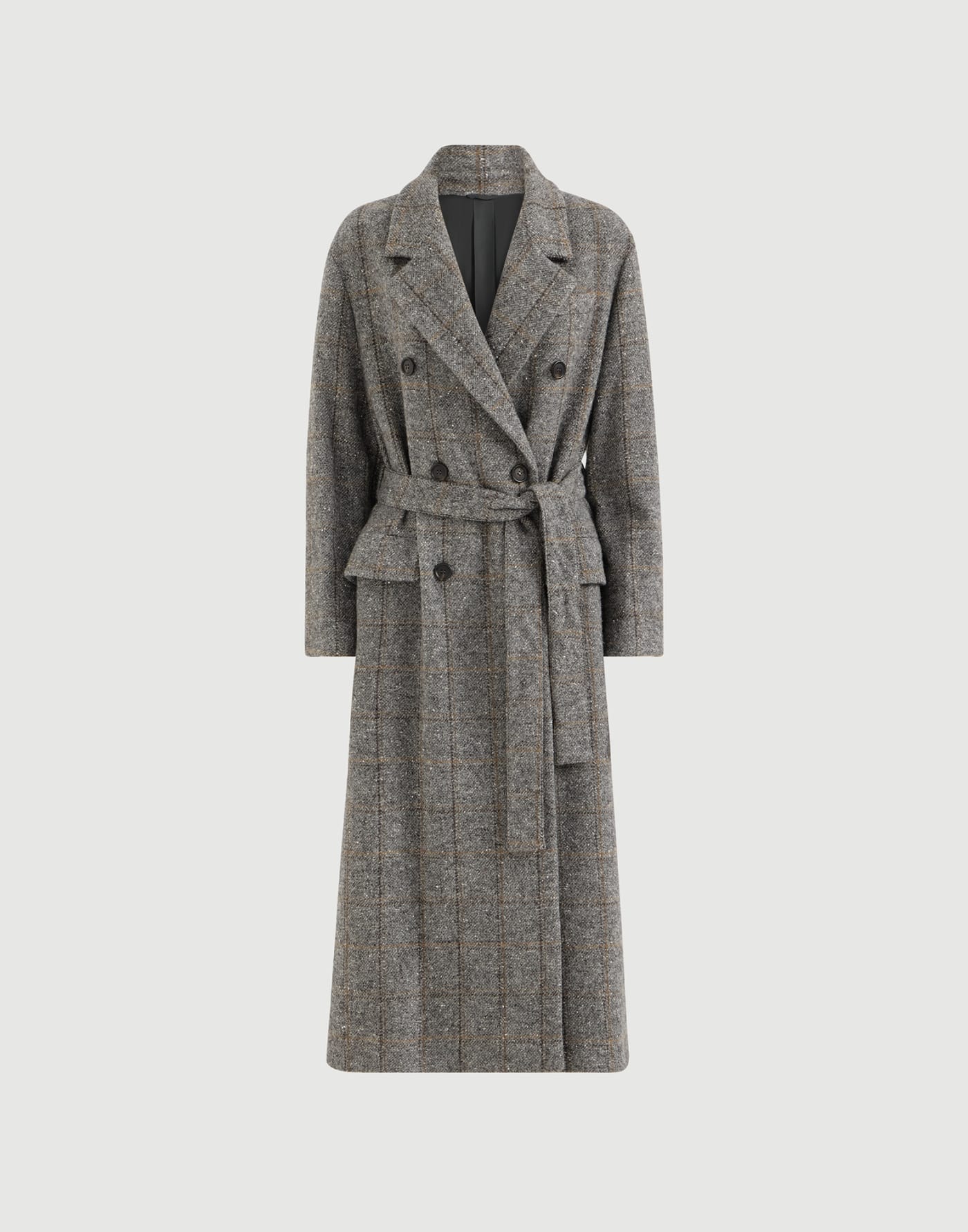 Manteau en tweed à carreaux Gris Foncé Femme - Brunello Cucinelli