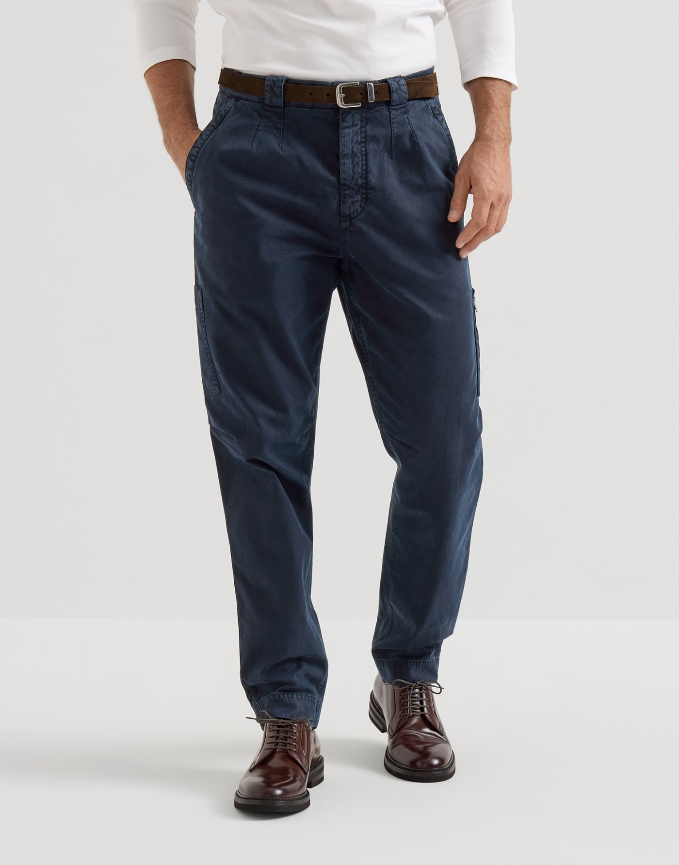 Gabardine trousers Navy Blue Man - Brunello Cucinelli