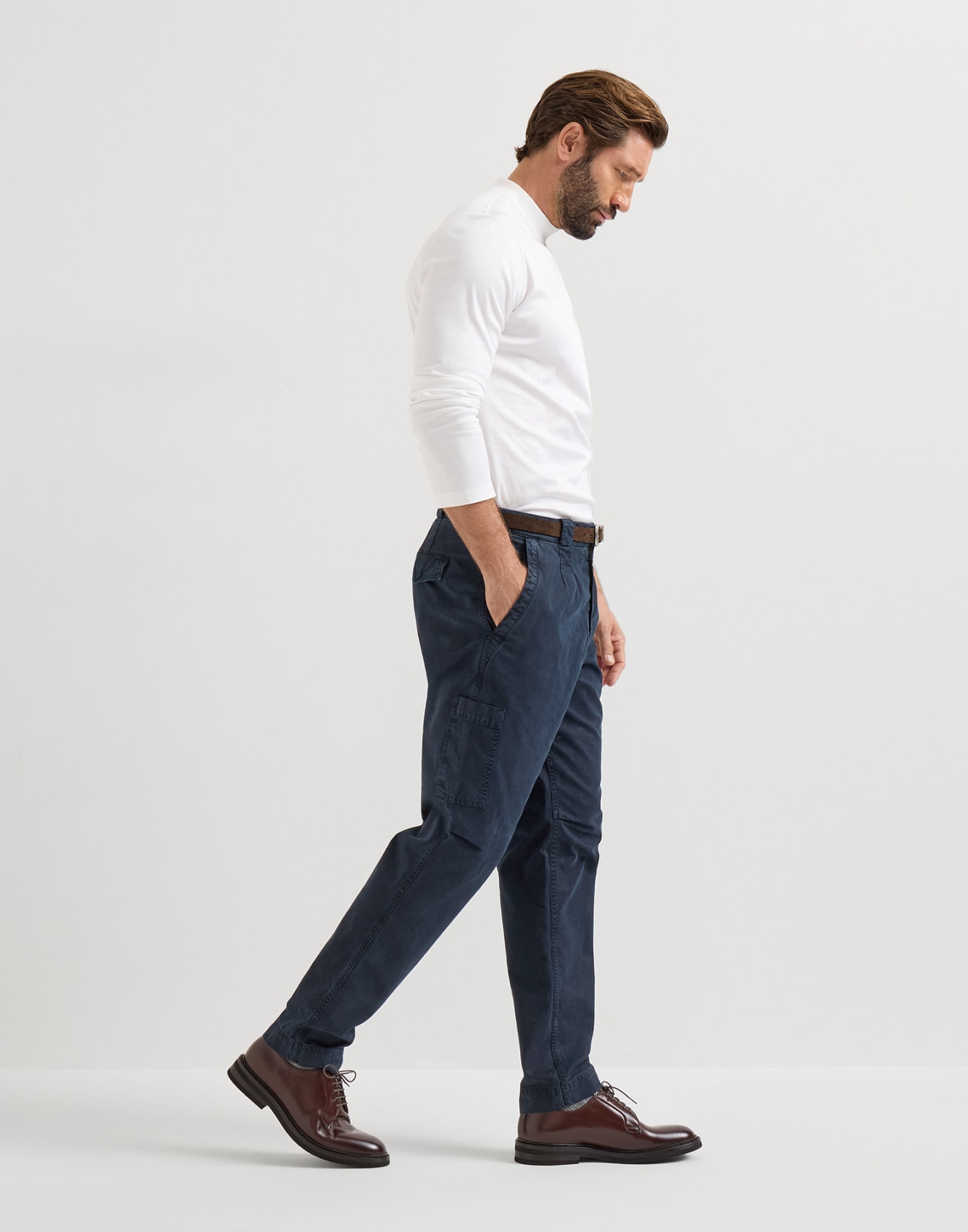 Gabardine trousers Navy Blue Man - Brunello Cucinelli