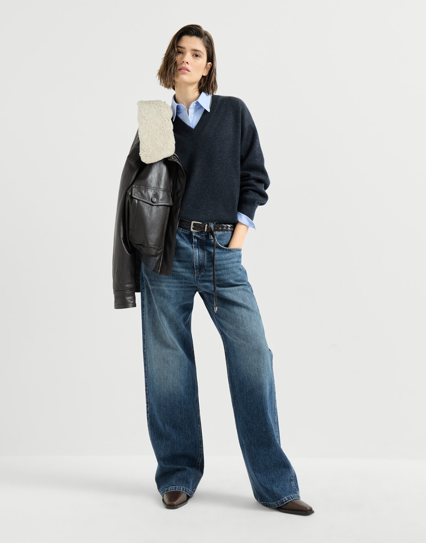 Sparkling cashmere cardigan Blue Woman - Brunello Cucinelli