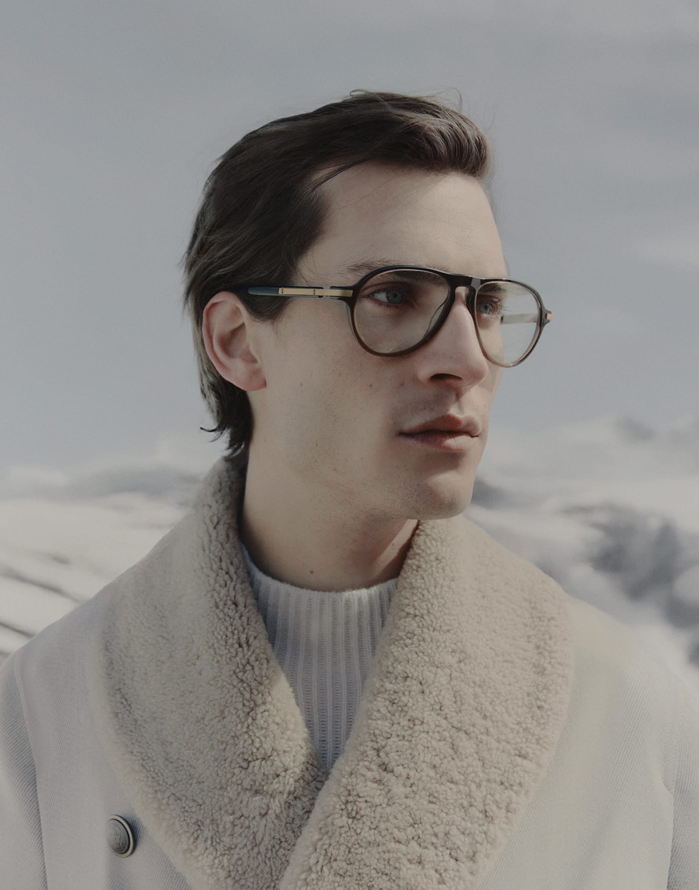 Leda 18k gold-plated aperitif frame Brown / White Eyewear - Brunello Cucinelli