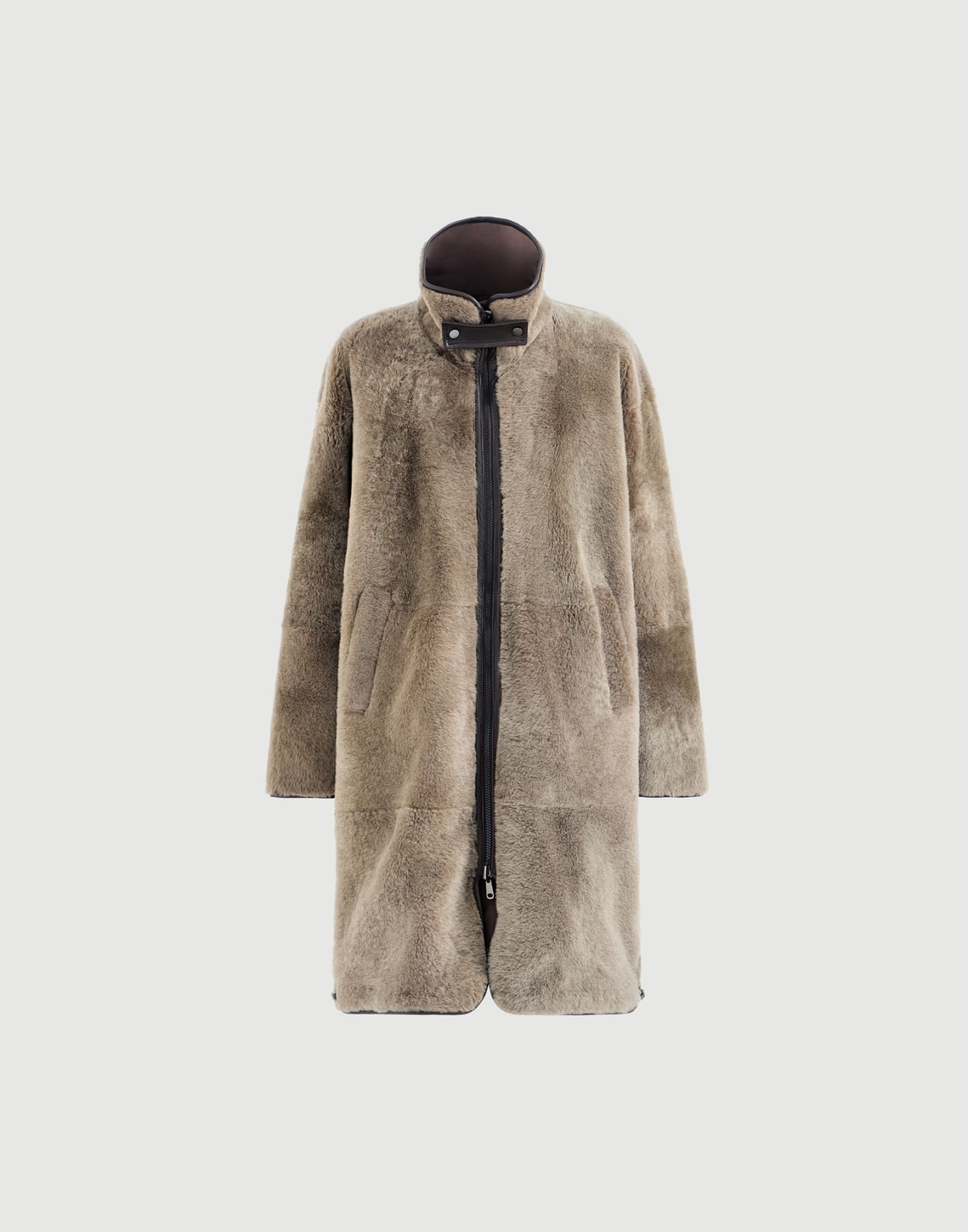 Reversible shearling coat Brown Woman - Brunello Cucinelli