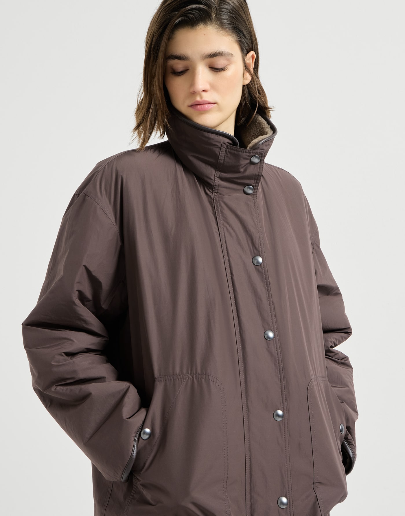Reversible shearling coat Brown Woman - Brunello Cucinelli