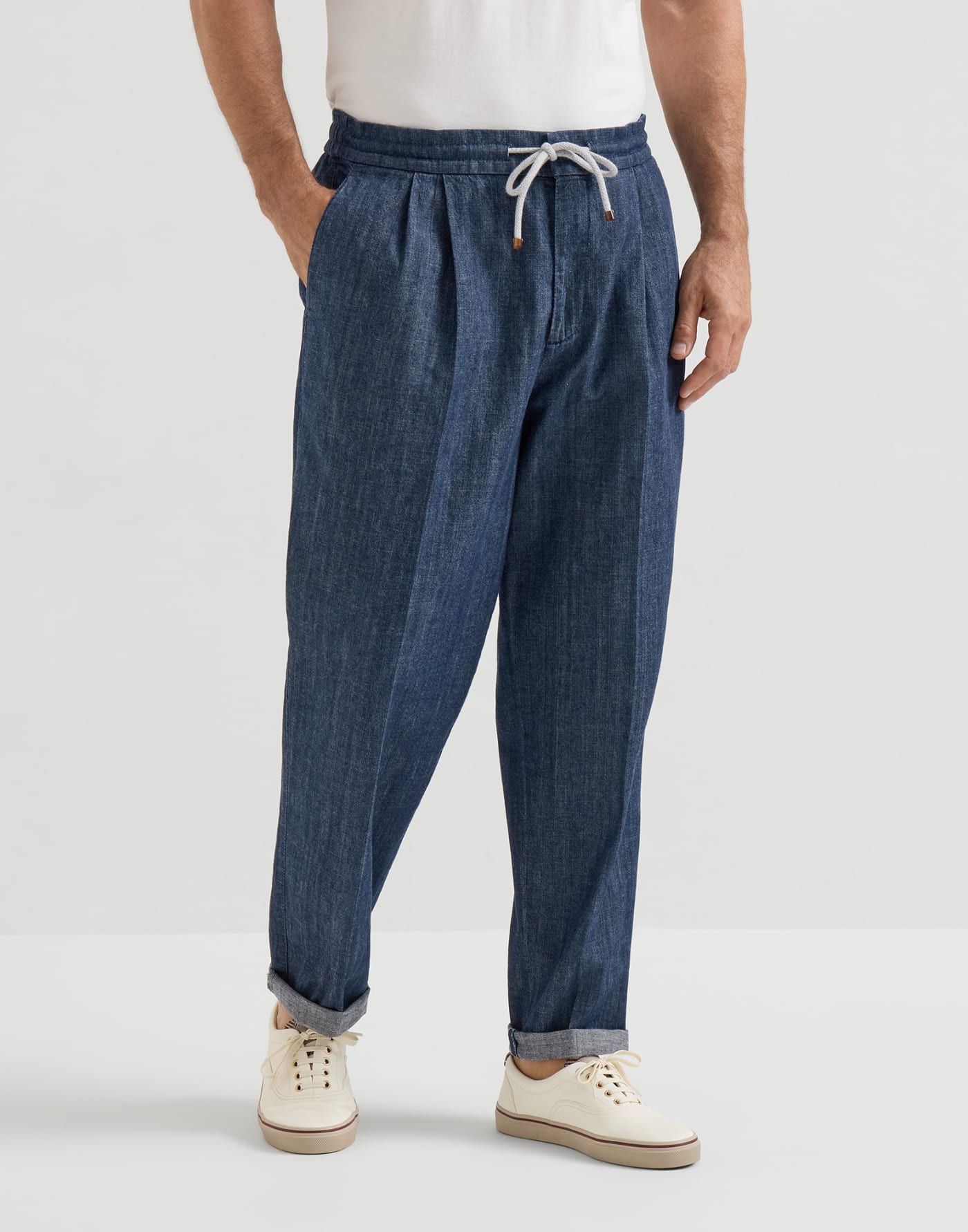 Lightweight denim trousers Dark Denim Man - Brunello Cucinelli