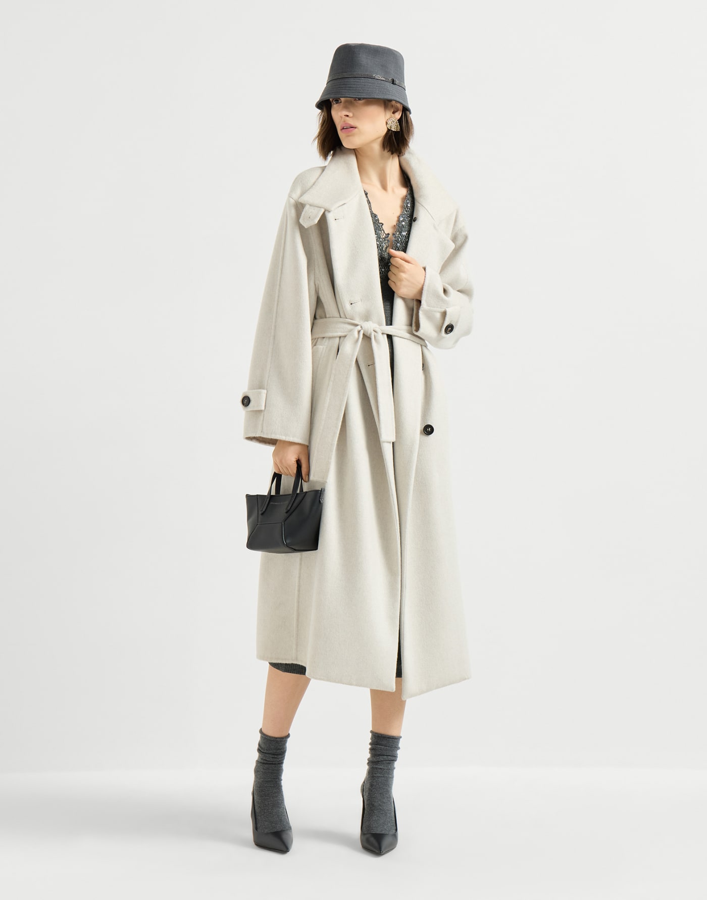 Dress with dazzling lace embroidery Lead Woman - Brunello Cucinelli
