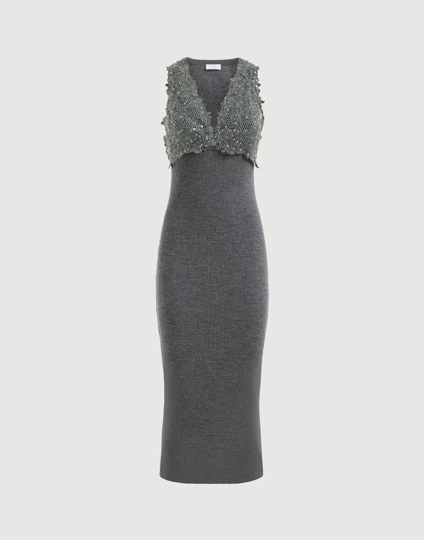 Dress with dazzling lace embroidery Lead Woman - Brunello Cucinelli