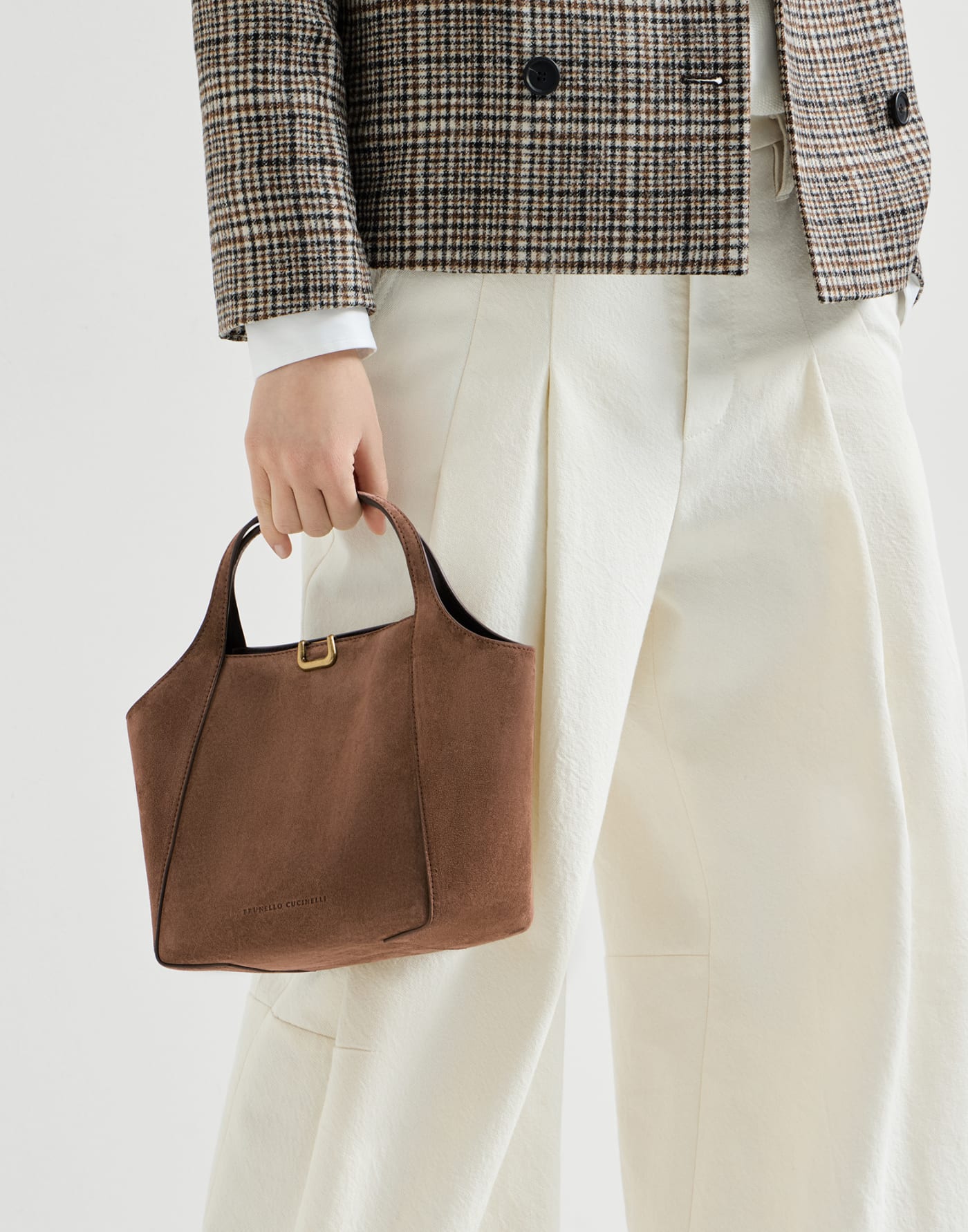 スエード Sartorial バケットバッグ スモール キャラメル レディース - Brunello Cucinelli