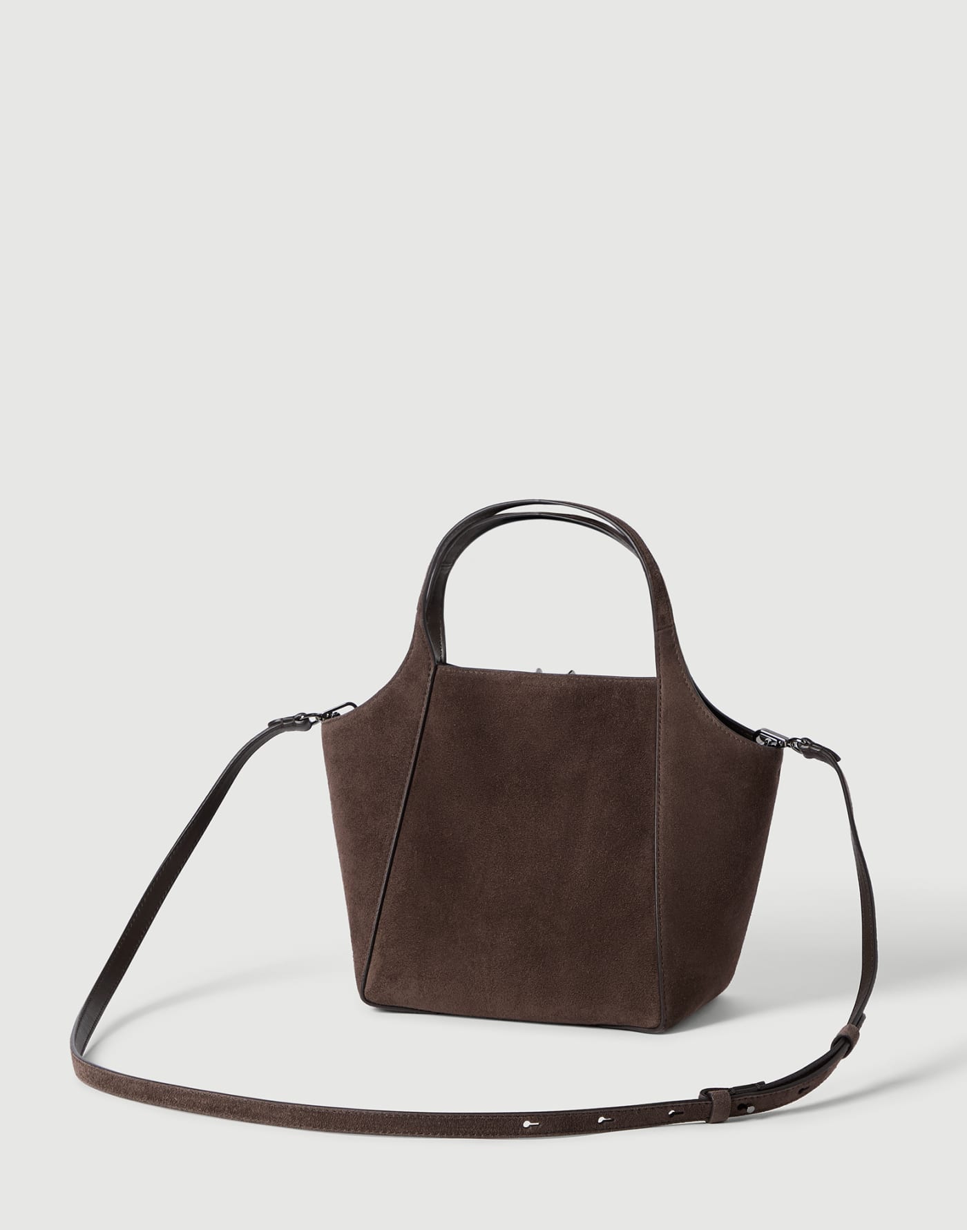 Kleine Sartorial Bag aus Veloursleder Espresso Damen - Brunello Cucinelli