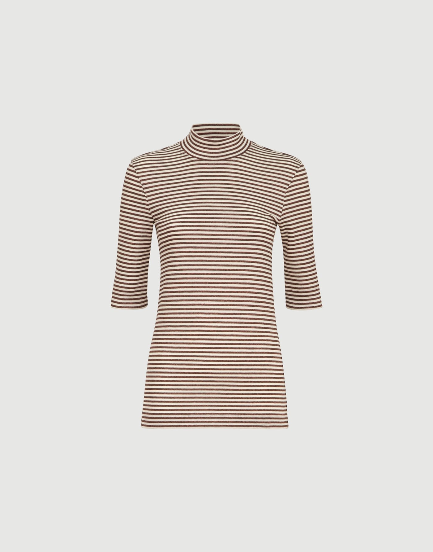 Jersey T-shirt with sparkling stripes Brown Woman - Brunello Cucinelli