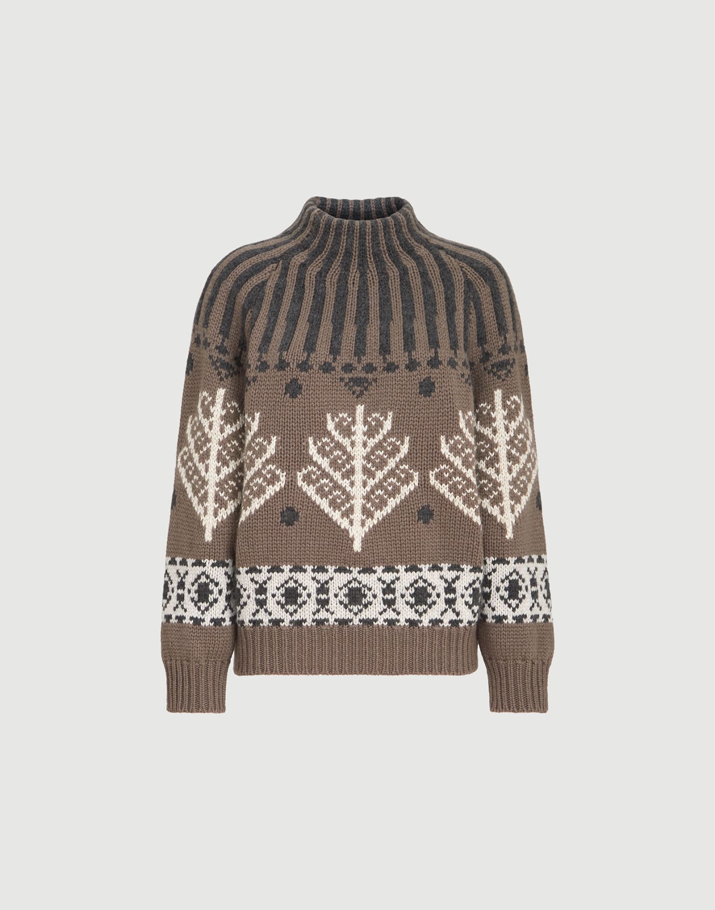 Nordic heritage high-neck sweater Light Brown Woman - Brunello Cucinelli