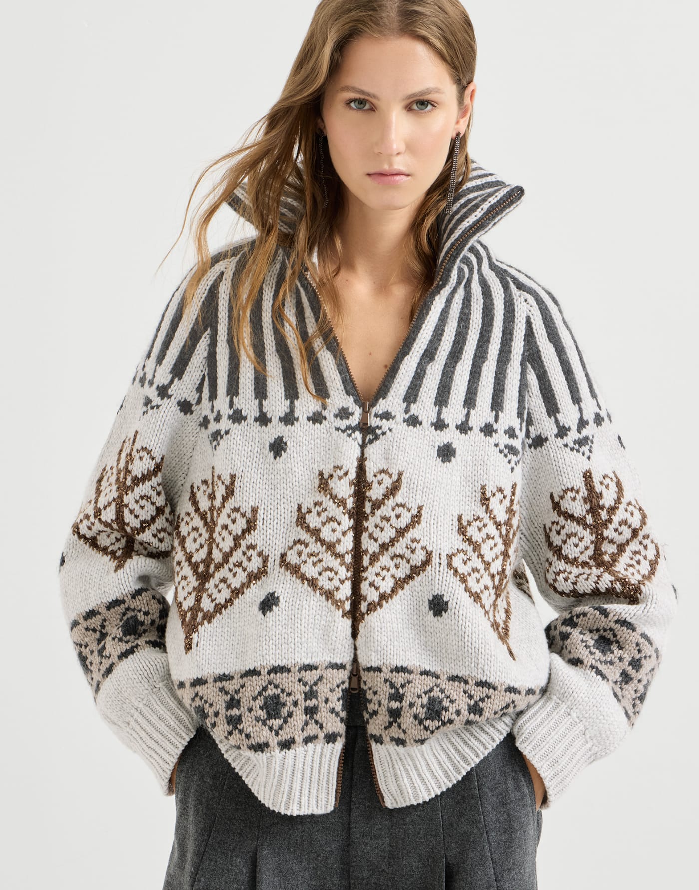 Nordic heritage cardigan Pearl Woman - Brunello Cucinelli