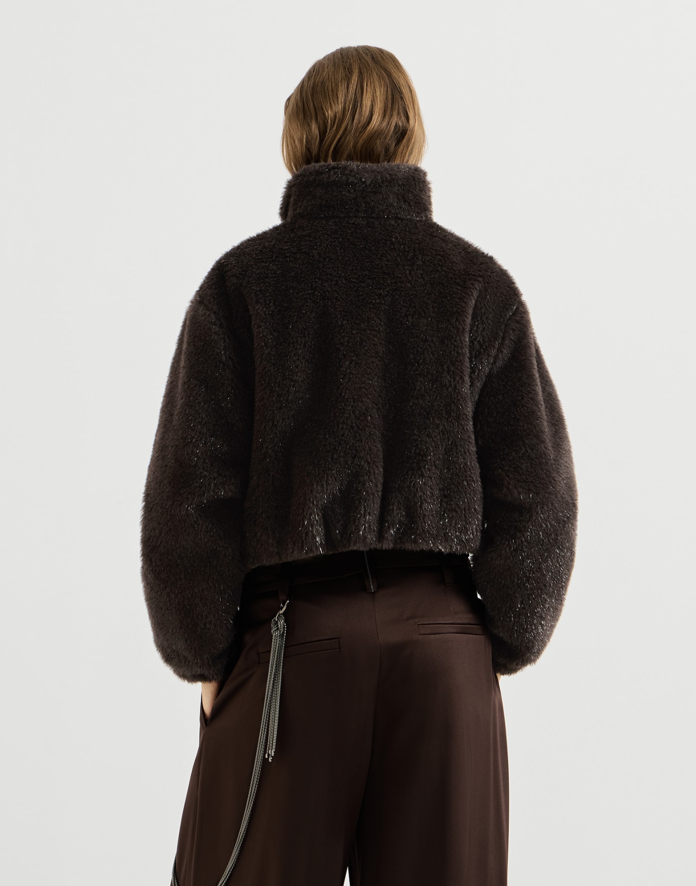 Vêtement d’extérieur Crop avec Monile Café Femme - Brunello Cucinelli