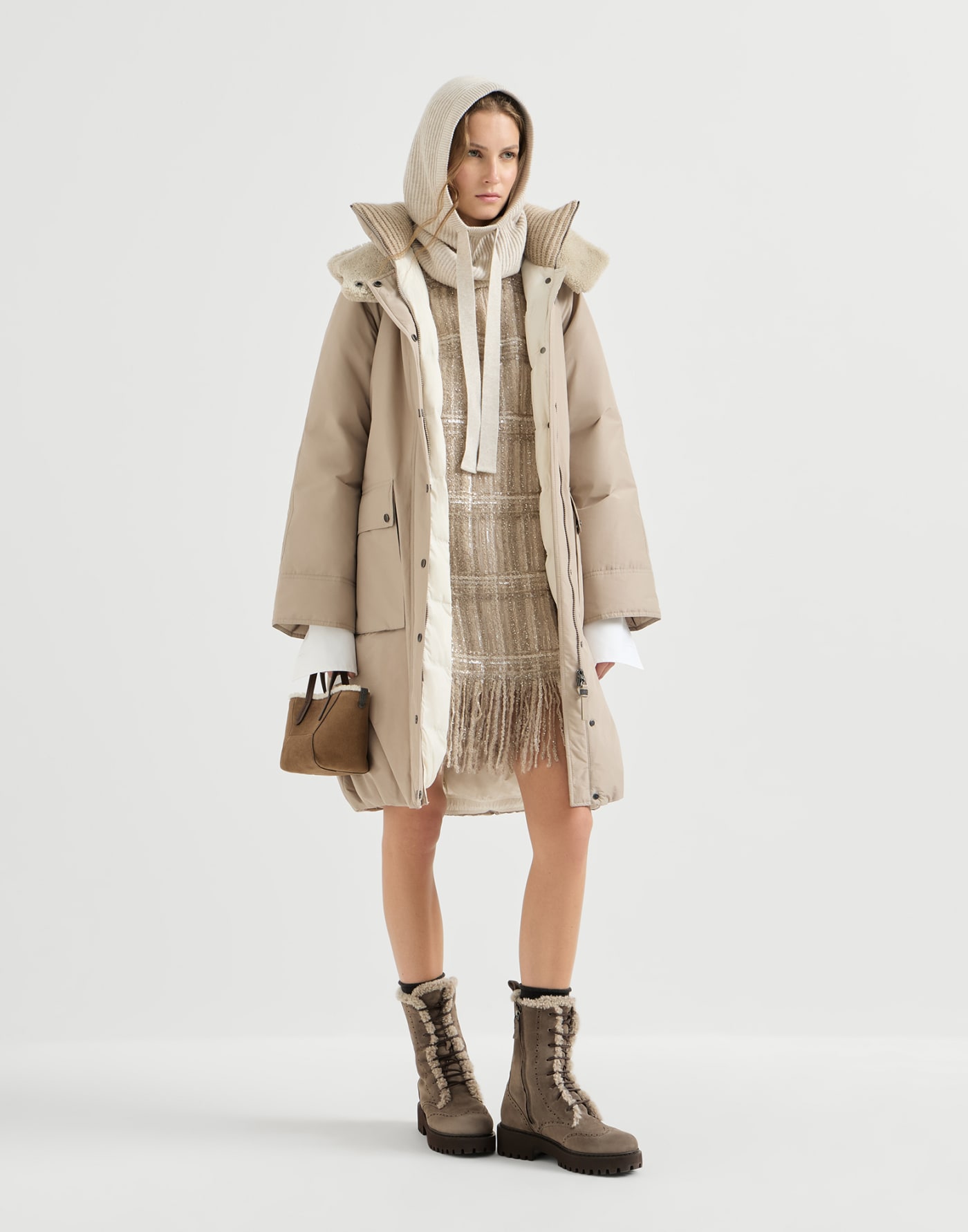 Doudoune en taffetas Beige Femme - Brunello Cucinelli