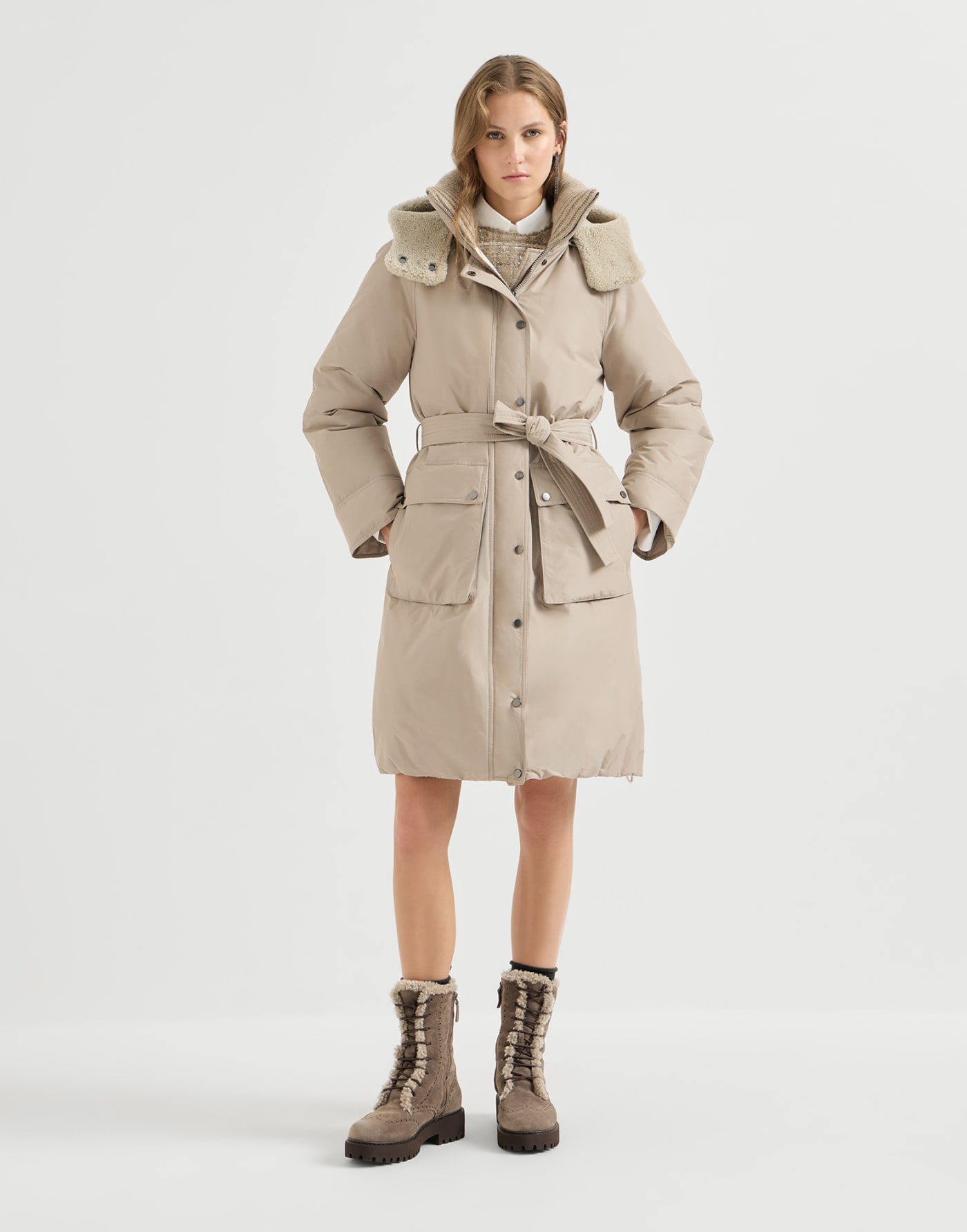 Doudoune en taffetas Beige Femme - Brunello Cucinelli