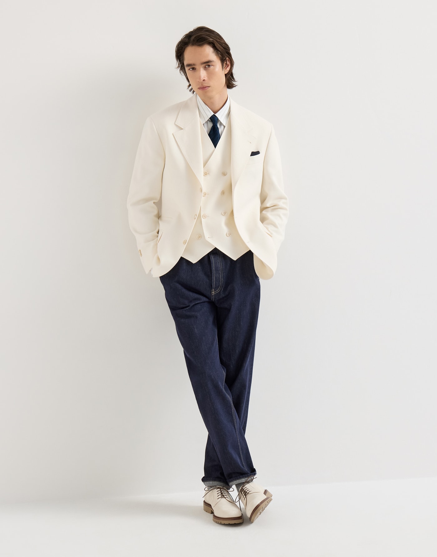 不易褪色丹寧長褲 深調丹寧 男士 - Brunello Cucinelli