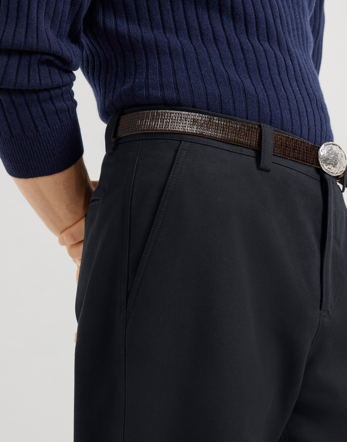 Gabardine ergonomic trousers Blue Man - Brunello Cucinelli