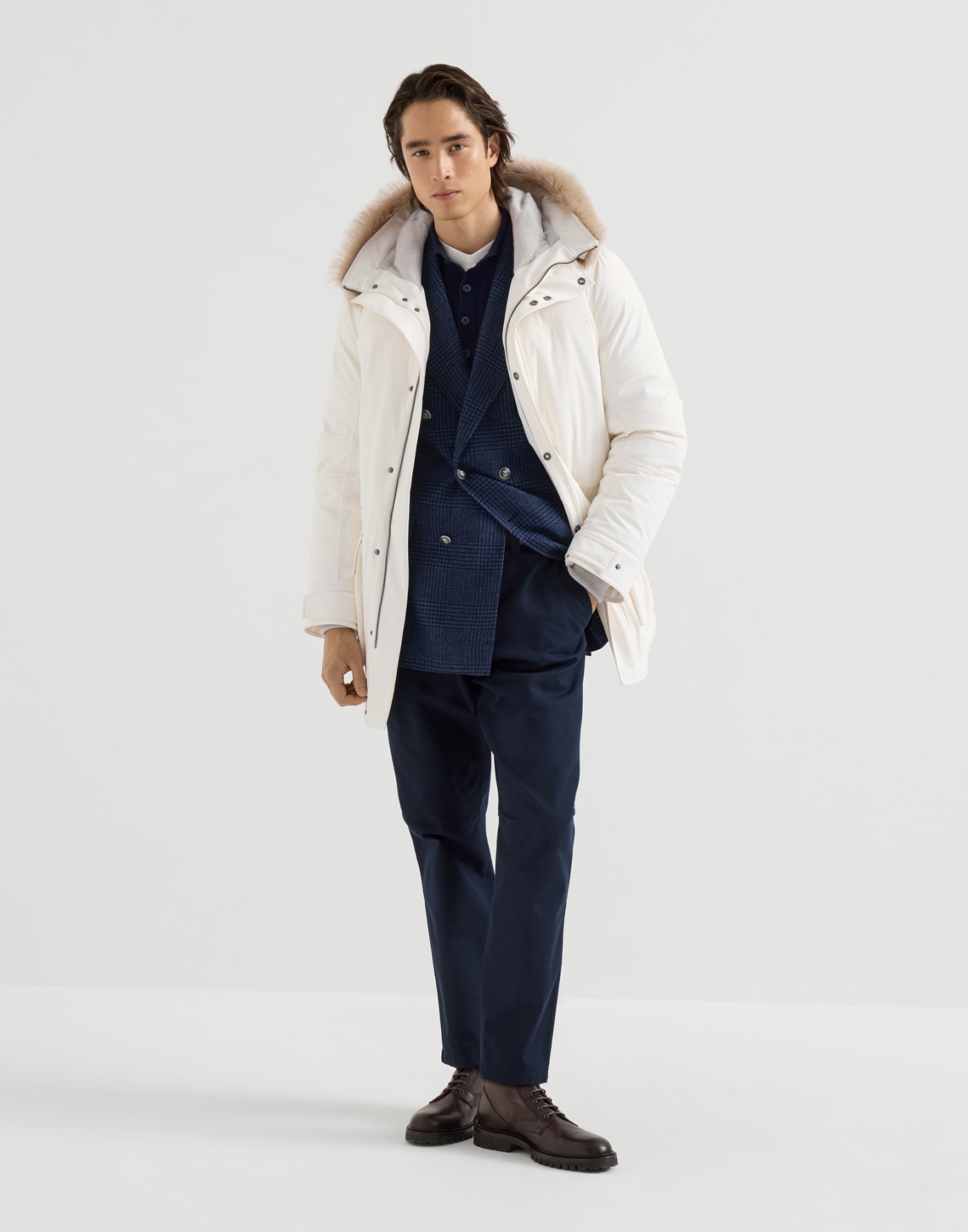 Gabardine ergonomic trousers Blue Man - Brunello Cucinelli