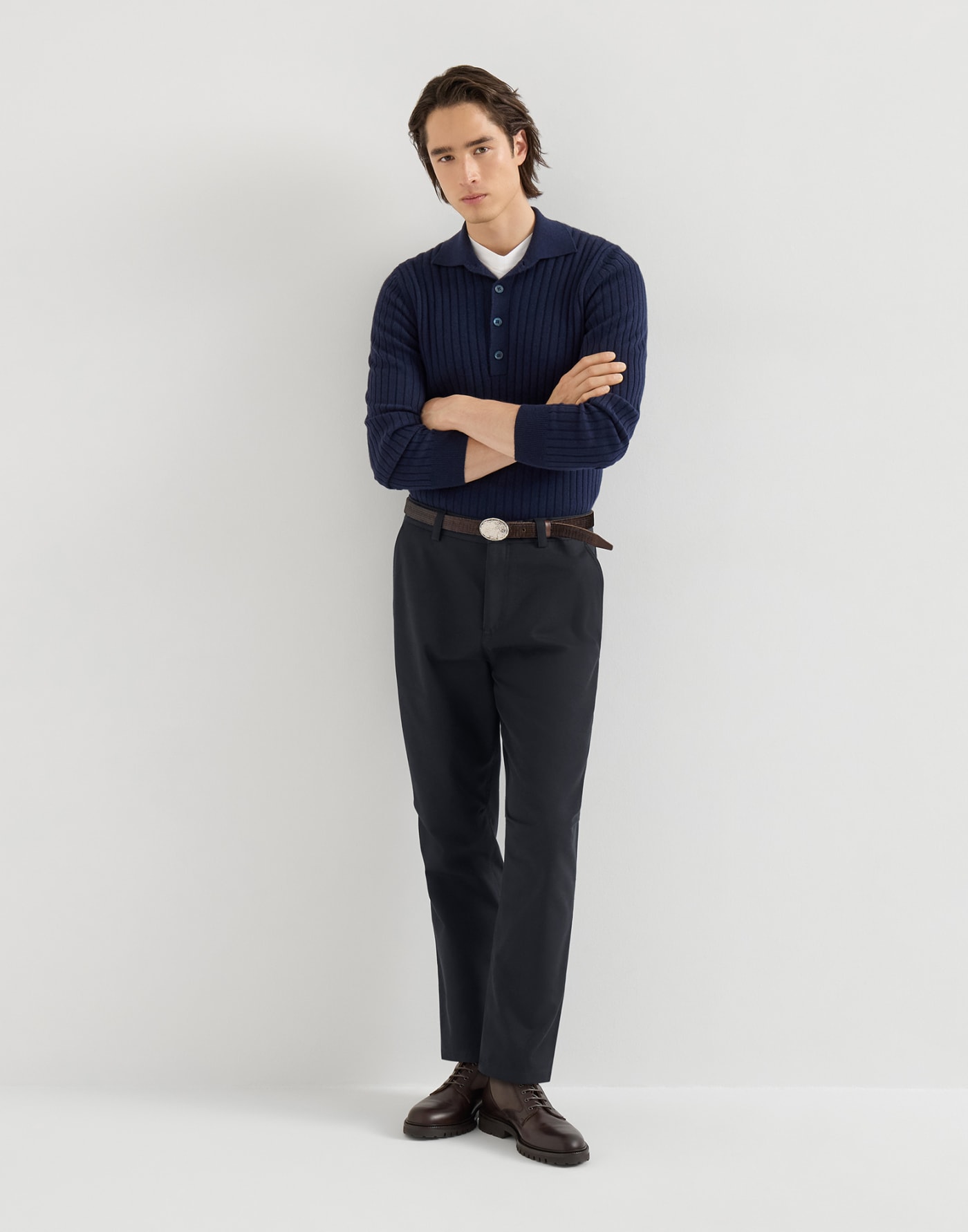 Gabardine ergonomic trousers Blue Man - Brunello Cucinelli
