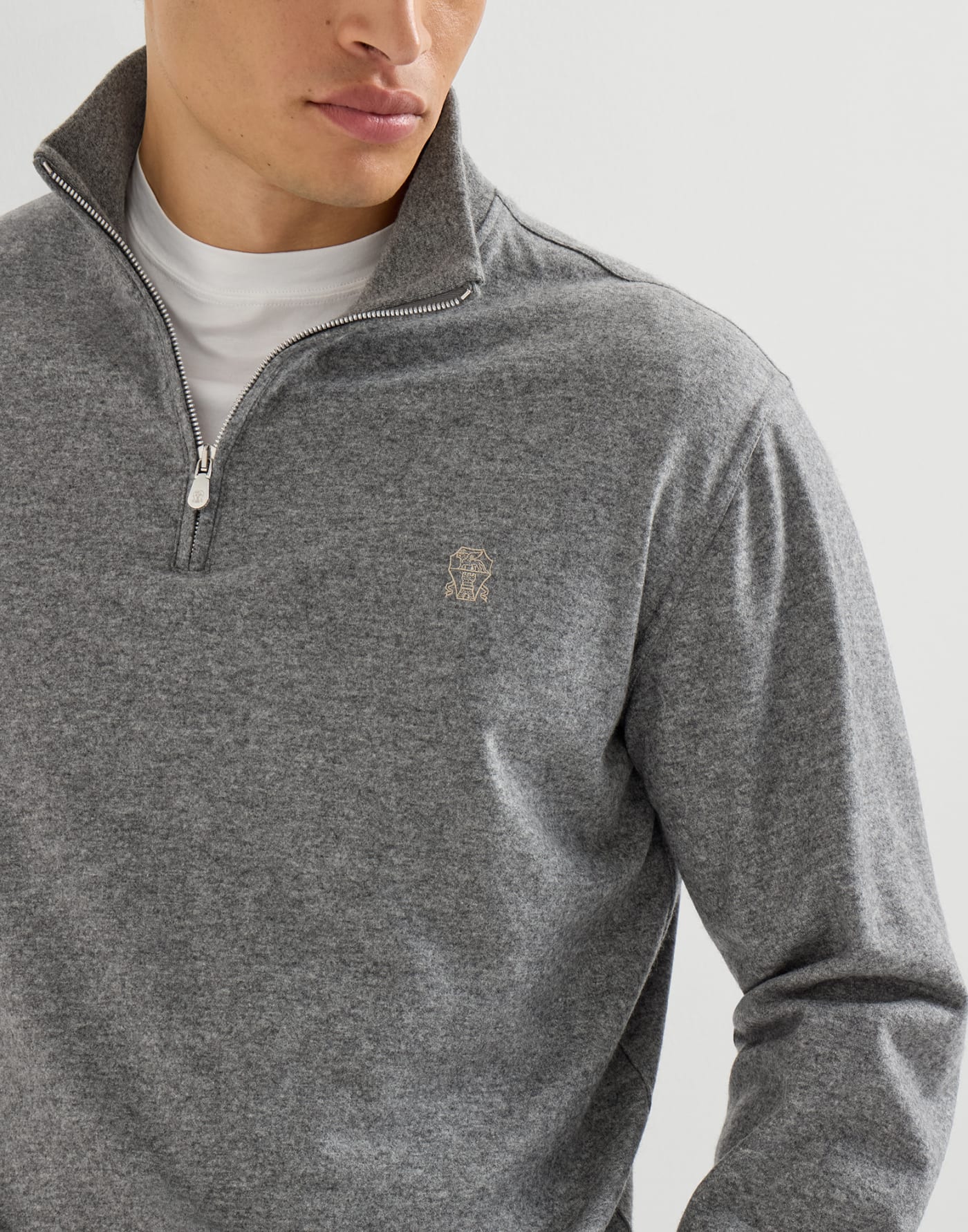 Cashmere jersey sweater Stone Grey Man - Brunello Cucinelli