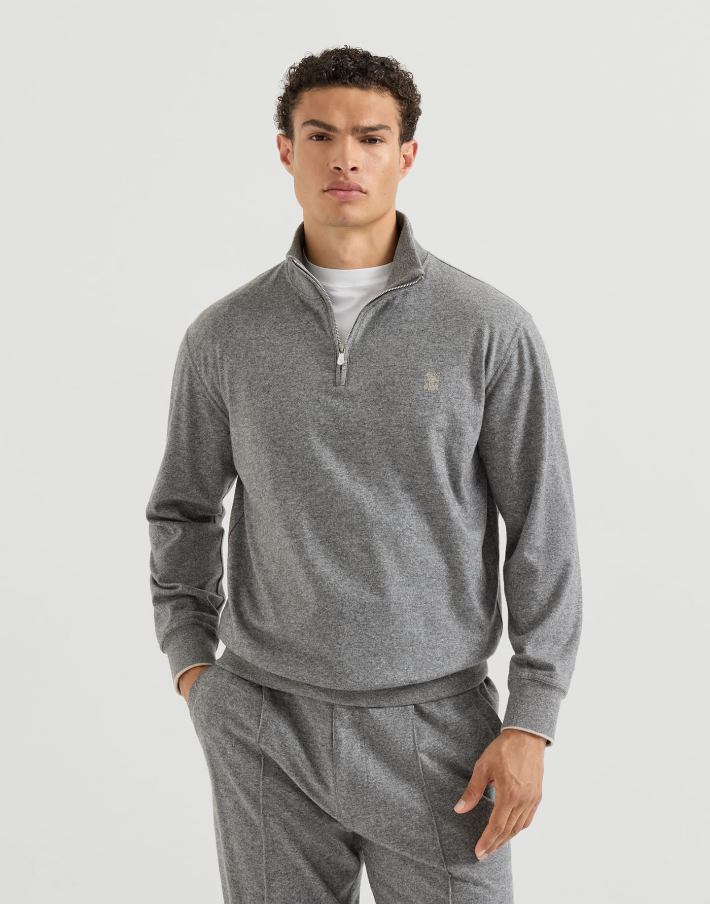 Cashmere jersey sweater Stone Grey Man - Brunello Cucinelli