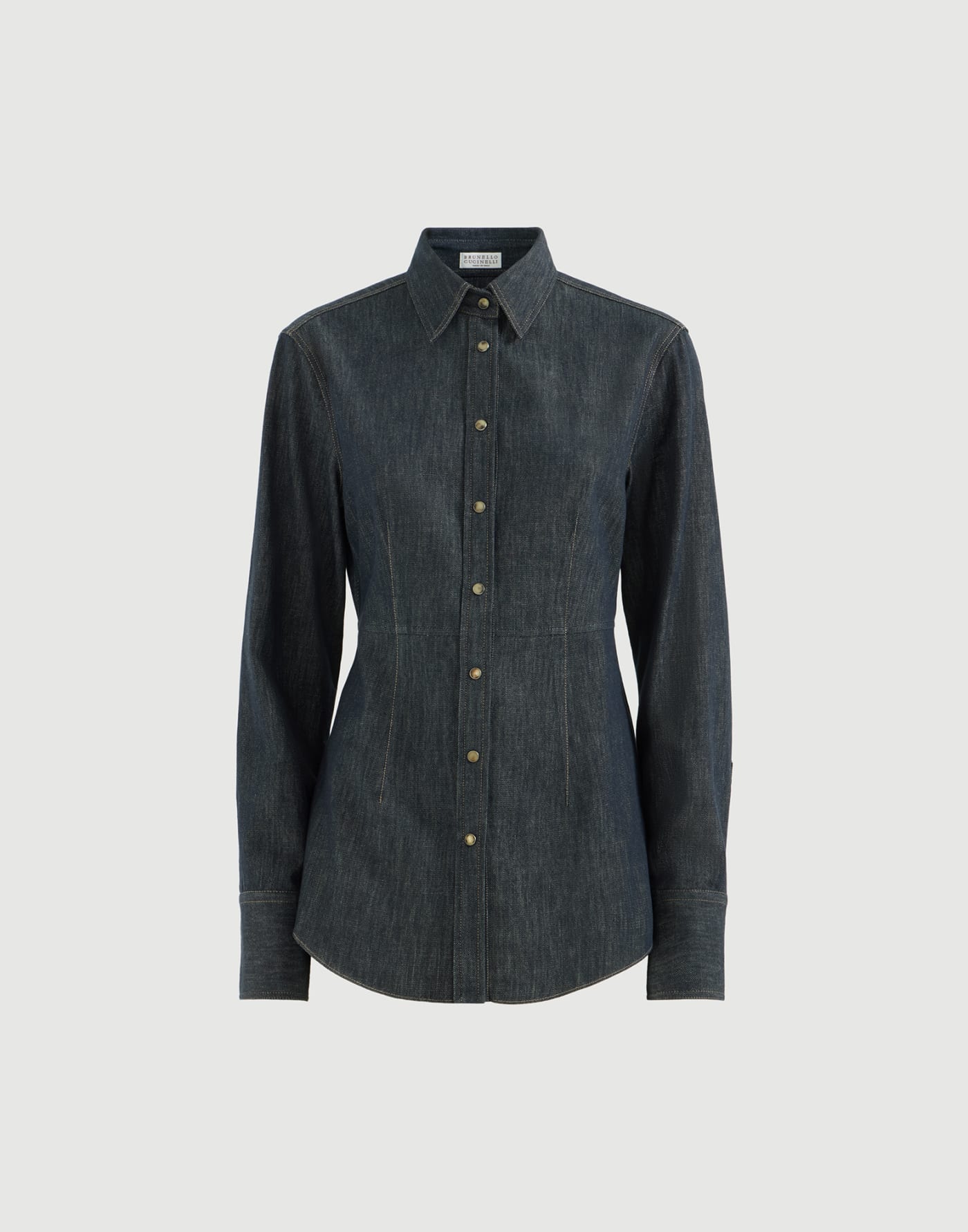Cotton denim-effect twill shirt Denim Woman - Brunello Cucinelli