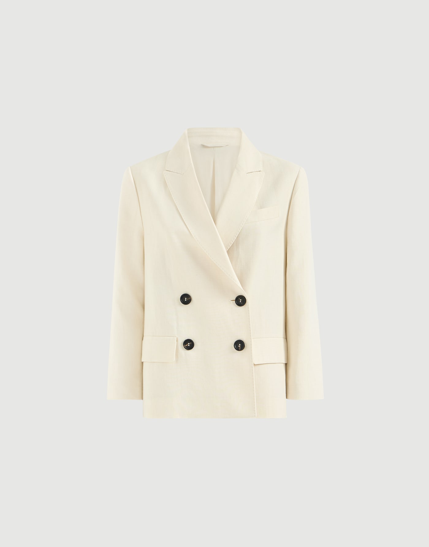 Fluid twill blazer with monili Milk Woman - Brunello Cucinelli
