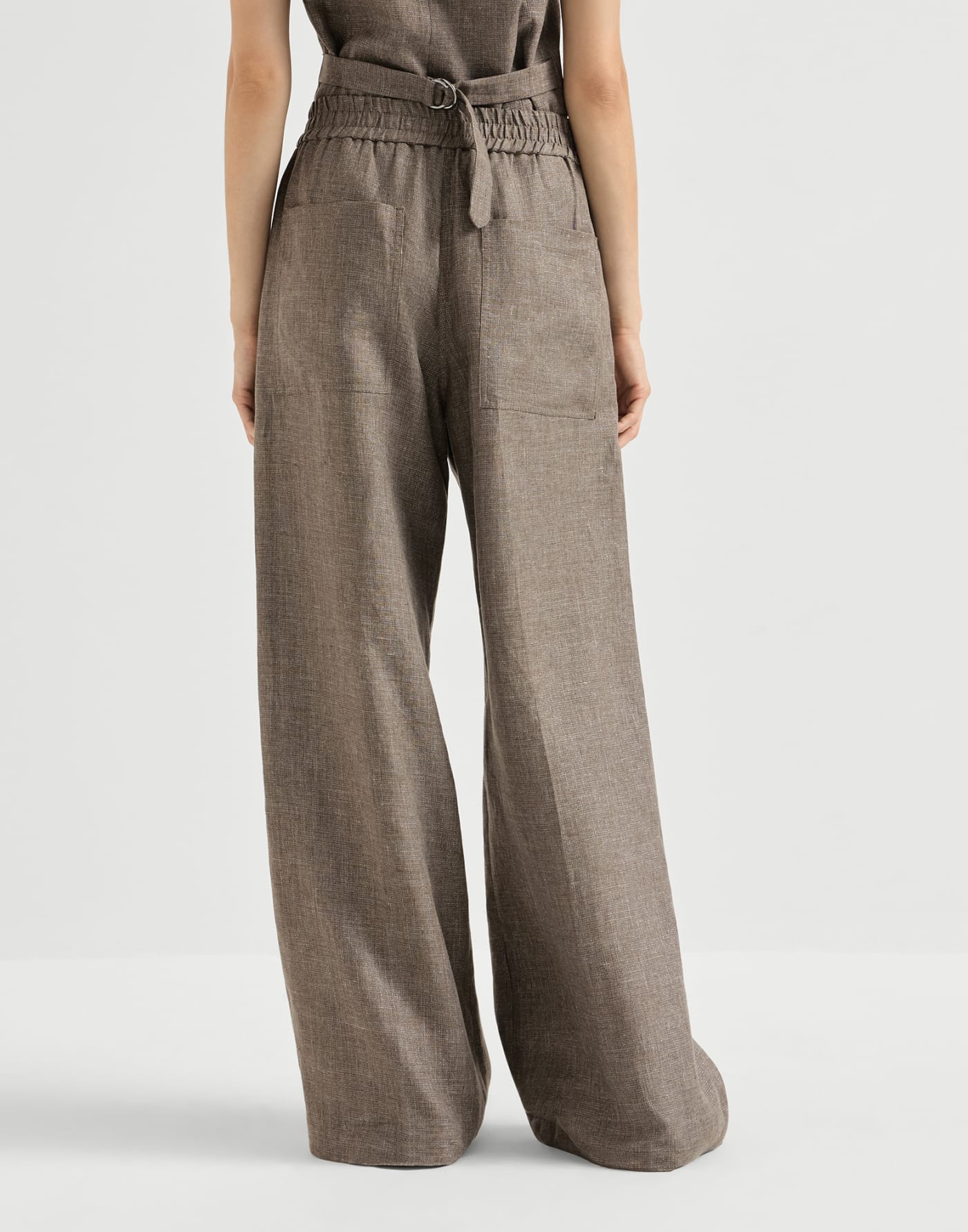 Sparkling linen loose track trousers Silver Woman - Brunello Cucinelli